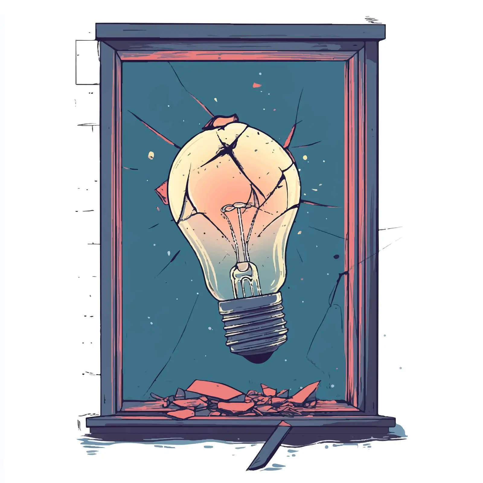 Broken Light Bulb Cartoon Illustration — free download from Dotvec