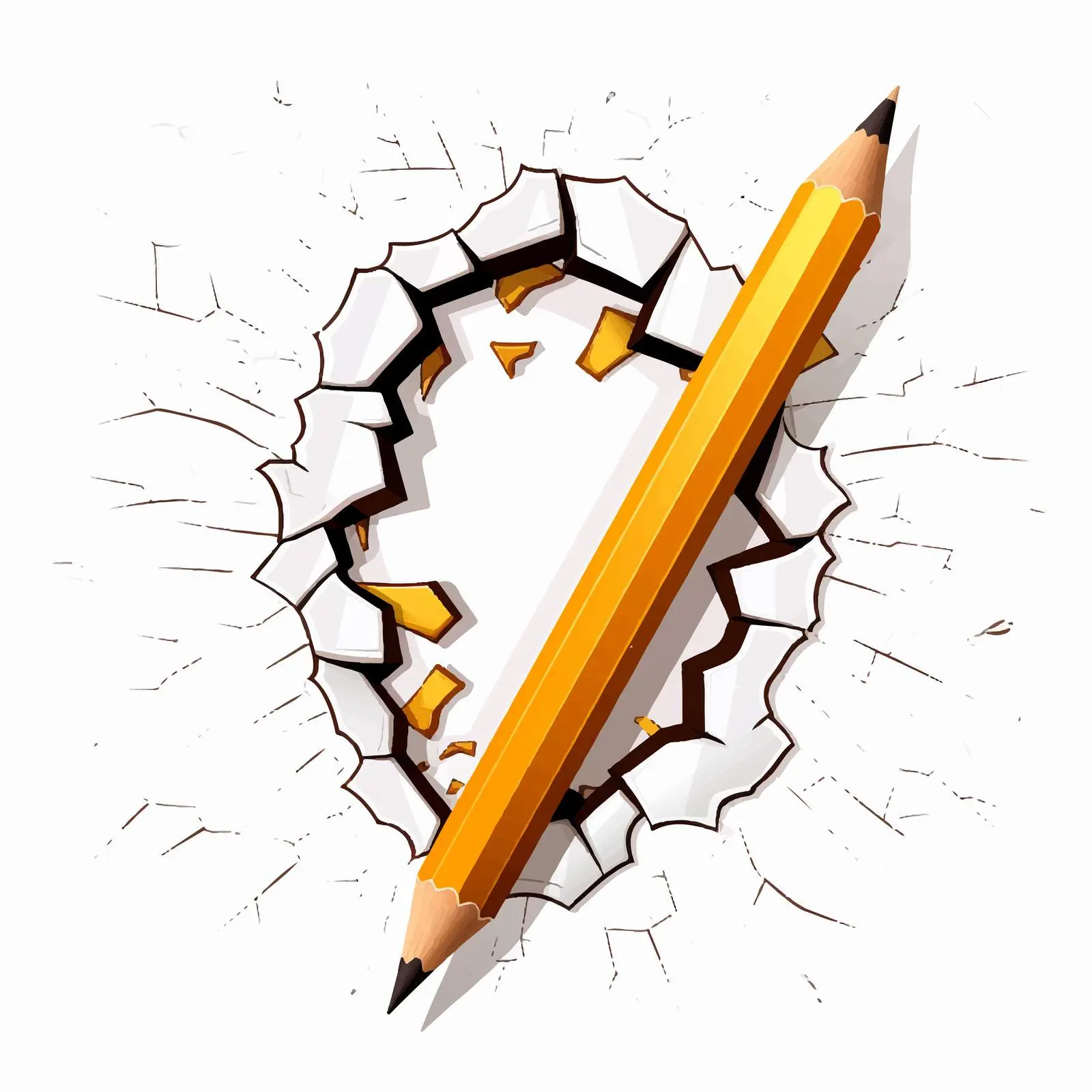Broken Pencil Outline Vector Illustration on White Background – free drawing tool image from Dotvec