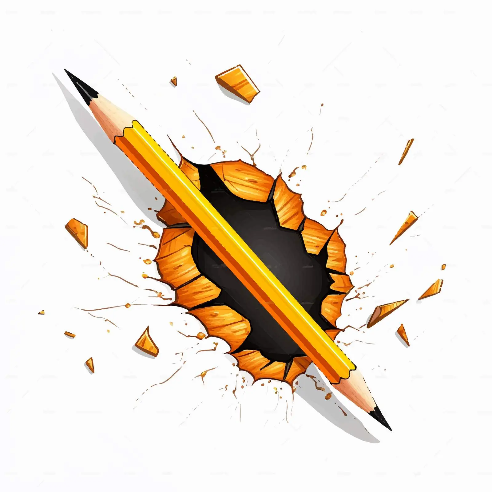 Broken Pencil Outline Vector Illustration on White Background – free drawing tool image from Dotvec