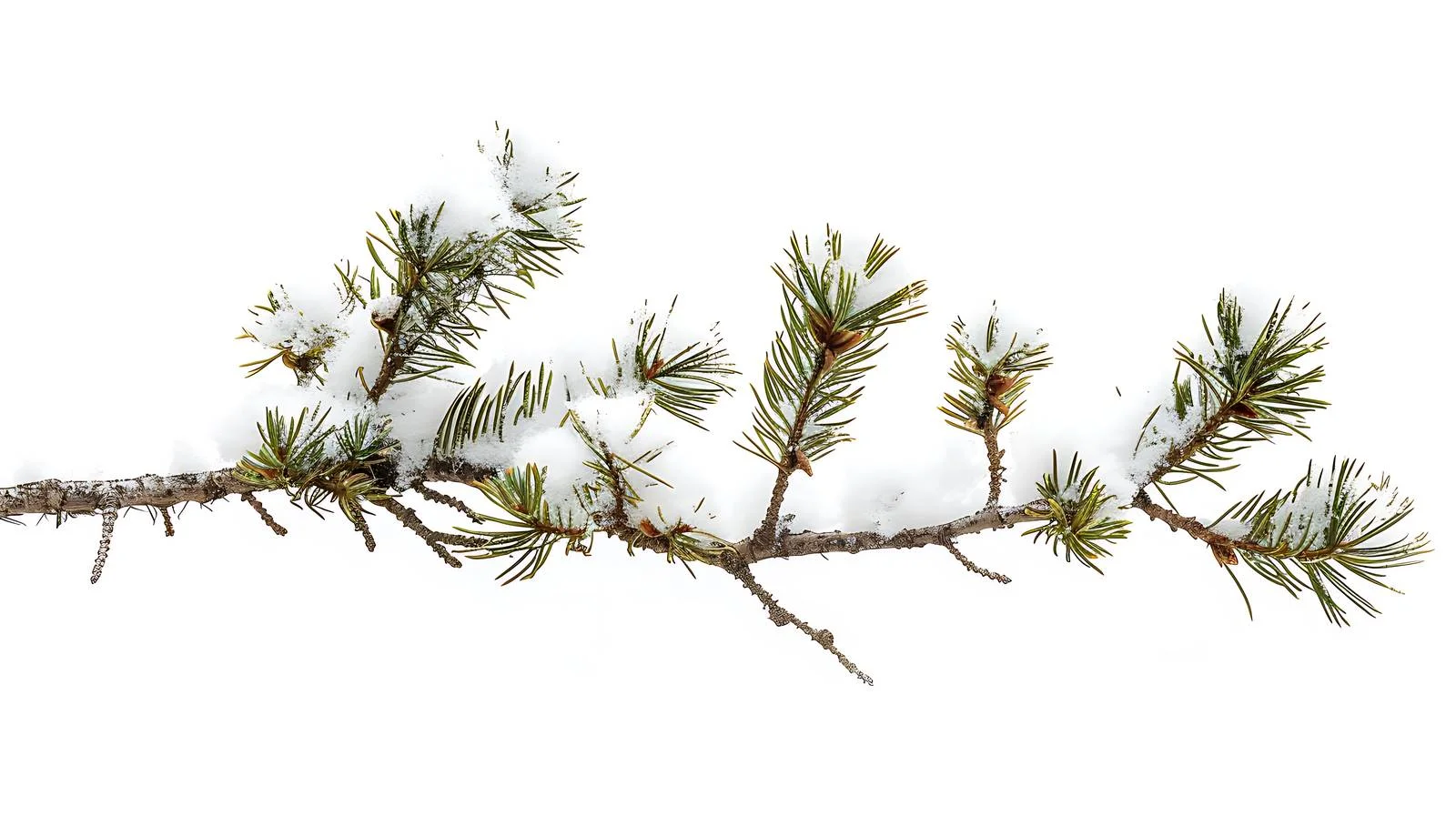 Snow-laden pine branch in isolation — free download from Dotvec