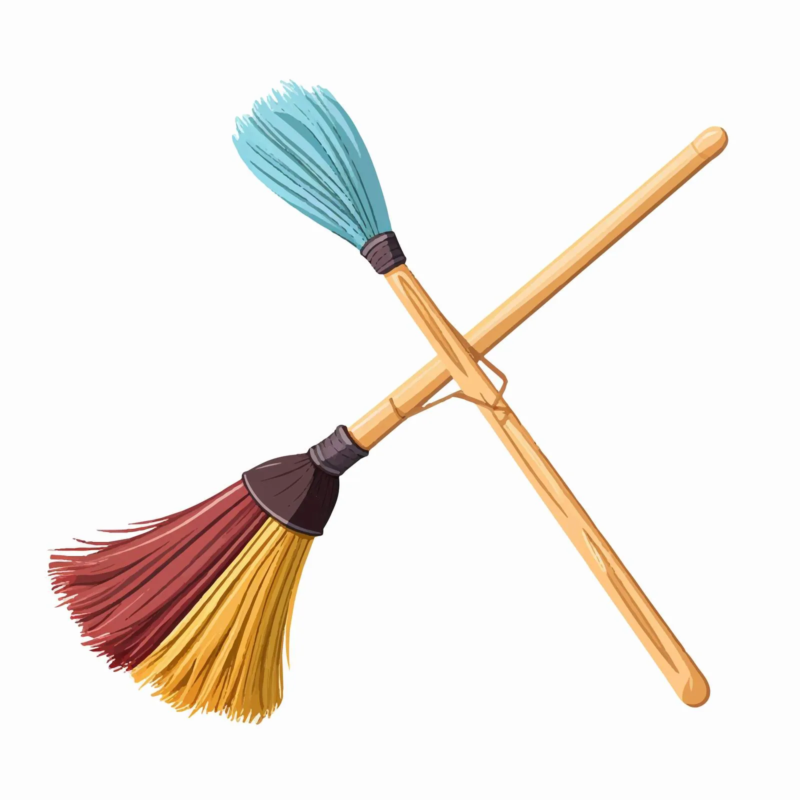 Wooden Handle Broom with Straw Brush Vector — free download from Dotvec
