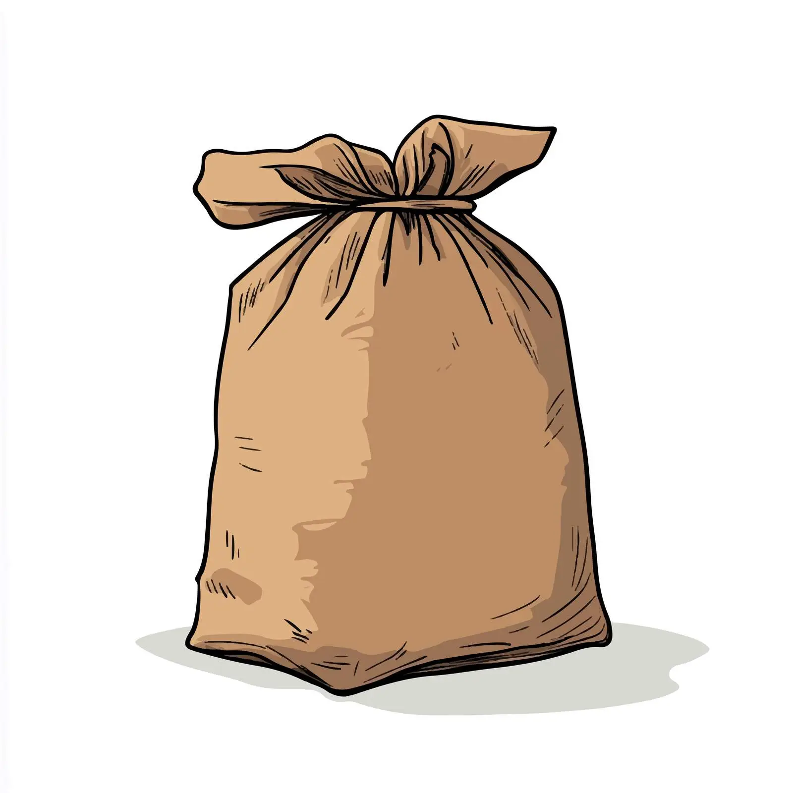 Hand-Drawn Cartoon Brown Bag Vector — free download from Dotvec