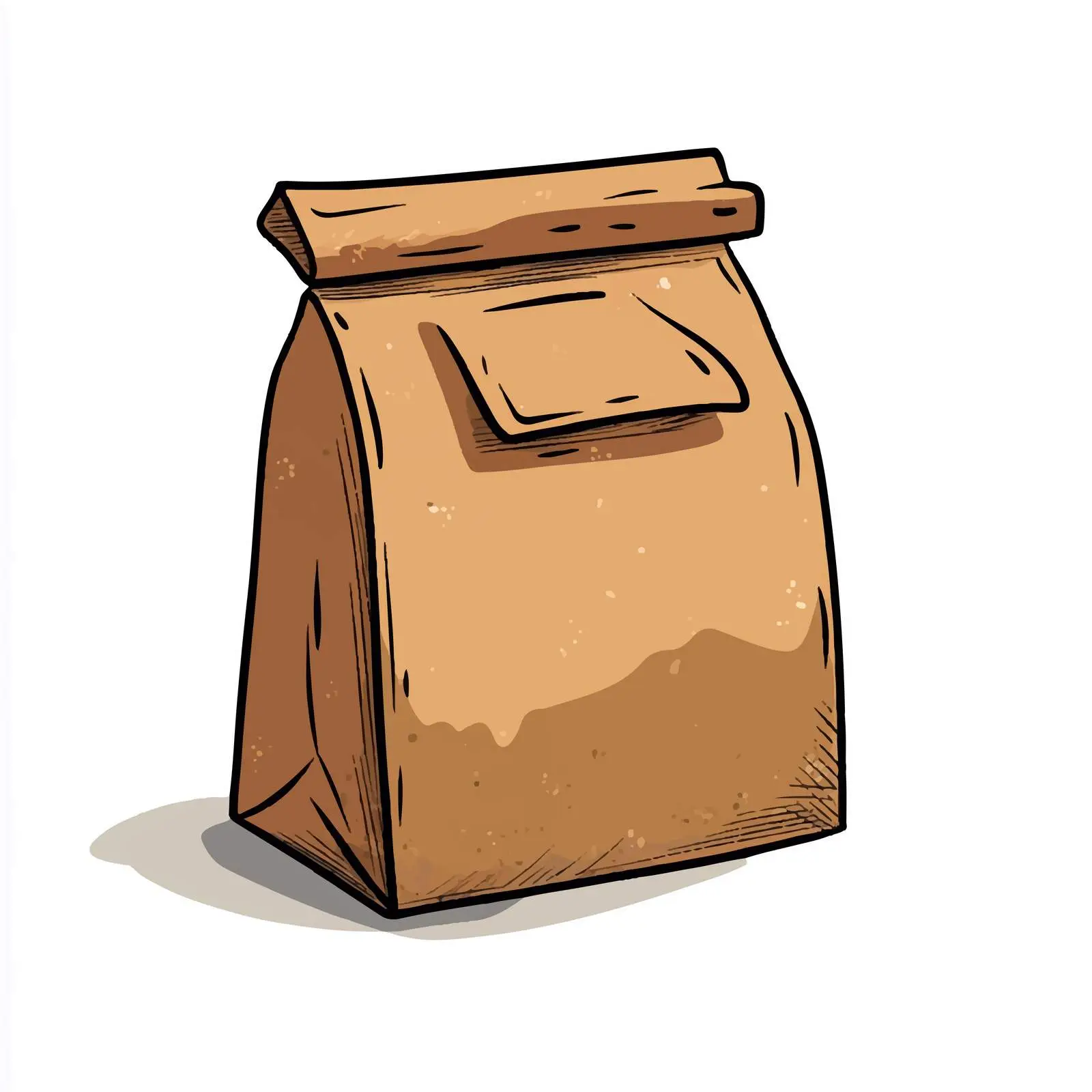 Hand-Drawn Cartoon Brown Bag Illustration — free download from Dotvec