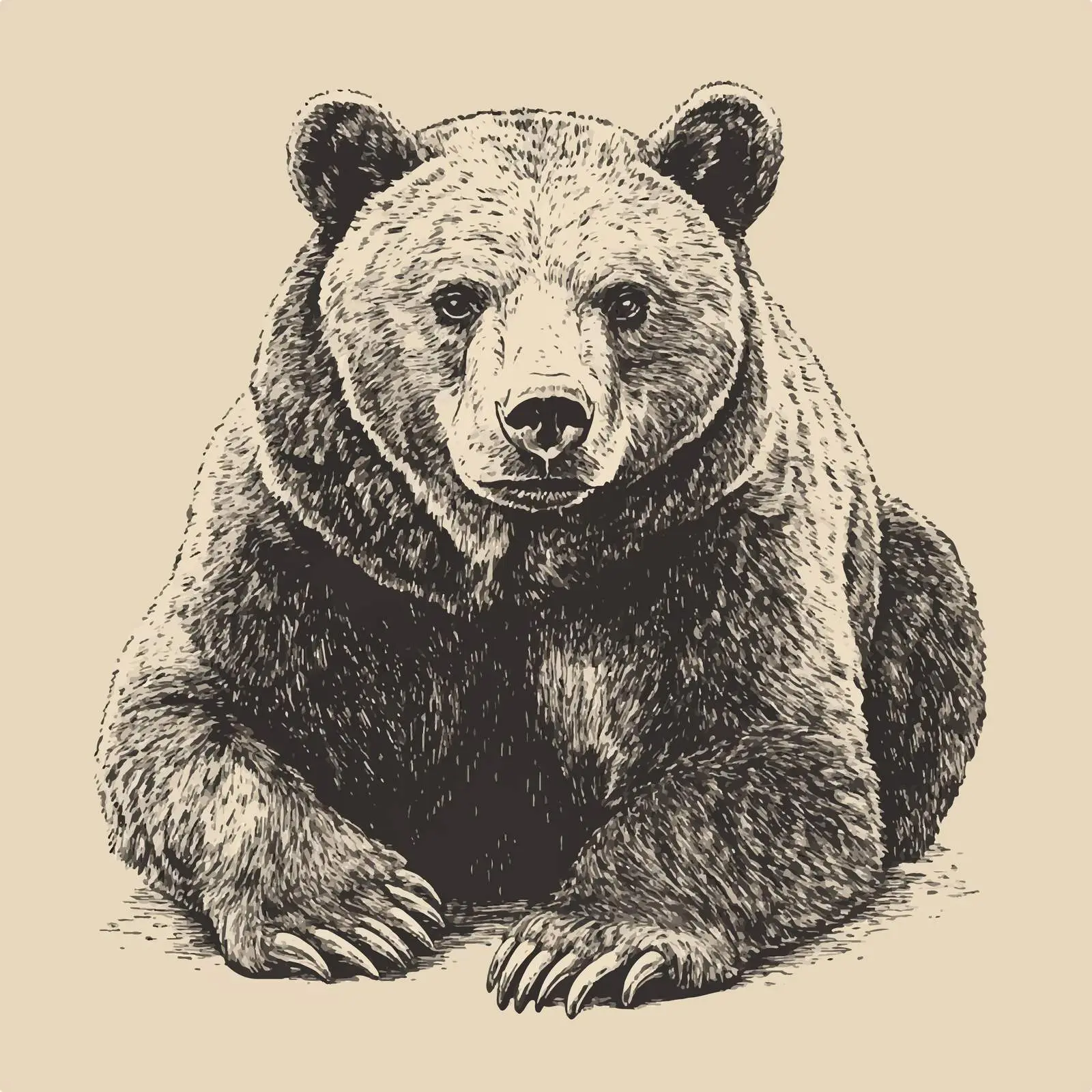 Hand-Drawn Brown Bear Vector Illustration — free download from Dotvec