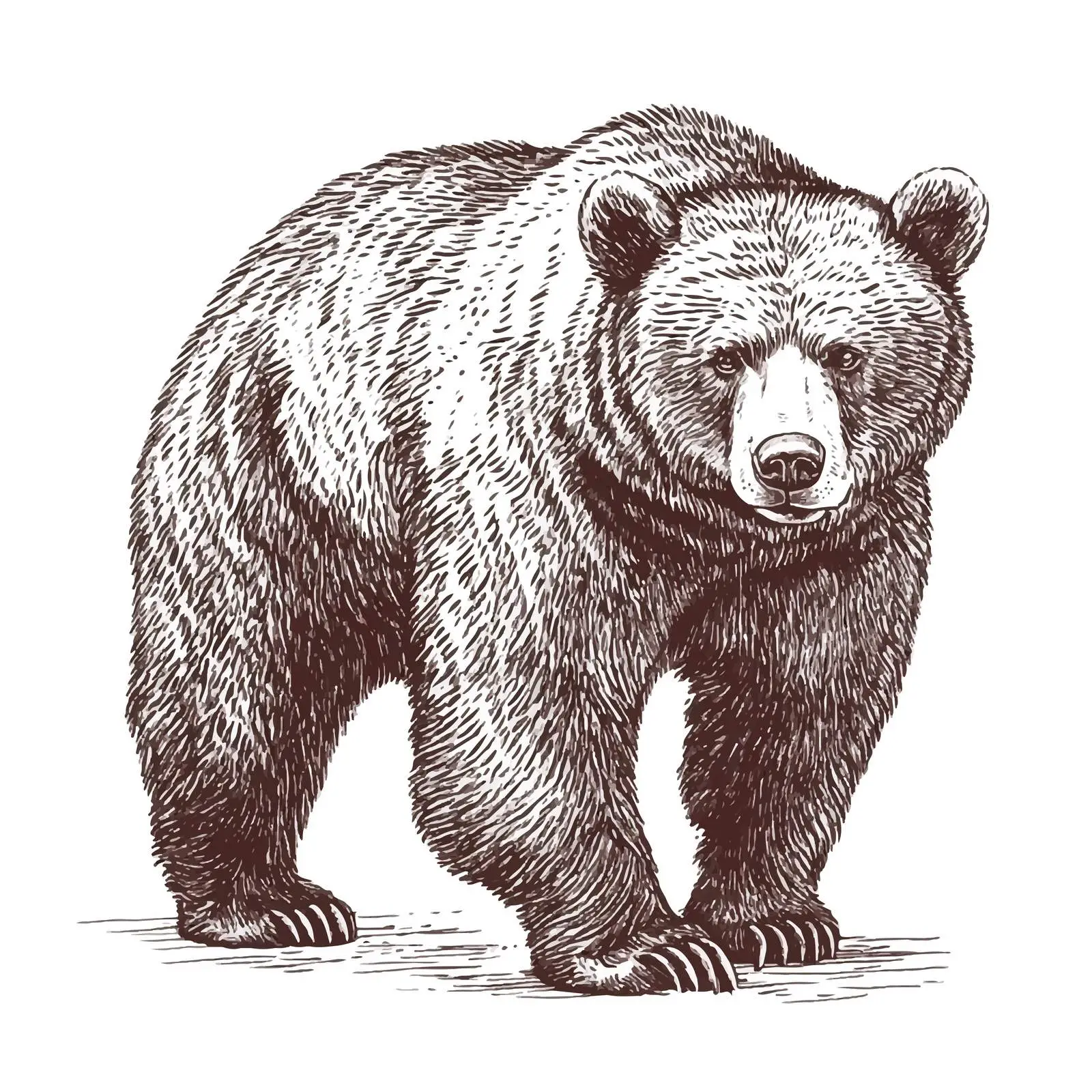 Hand-Drawn Brown Bear Vector Illustration — free download from Dotvec