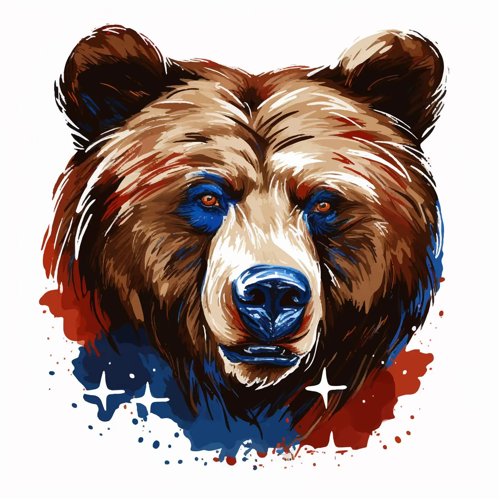 Hand Drawn Patriotic Brown Bear Portrait — free download from Dotvec
