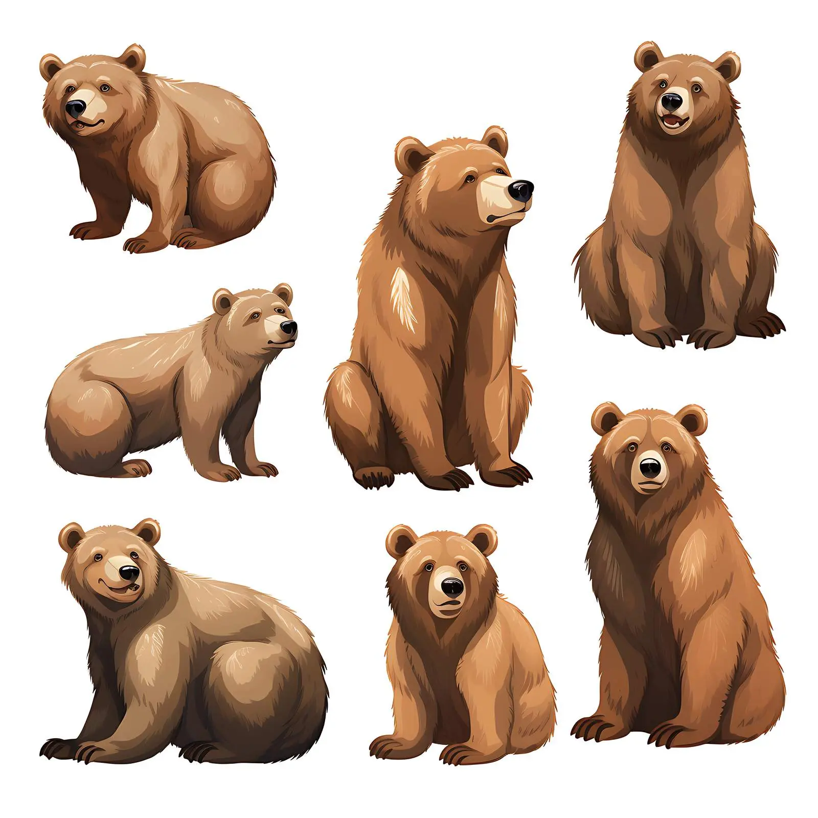 Cute Cartoon Brown Bear Portraits Set – free cartoon image from Dotvec
