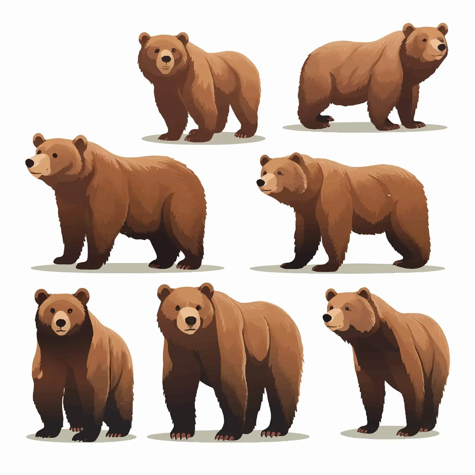 Brown Bear Silhouettes Cartoon Posing Set – free icons image from Dotvec