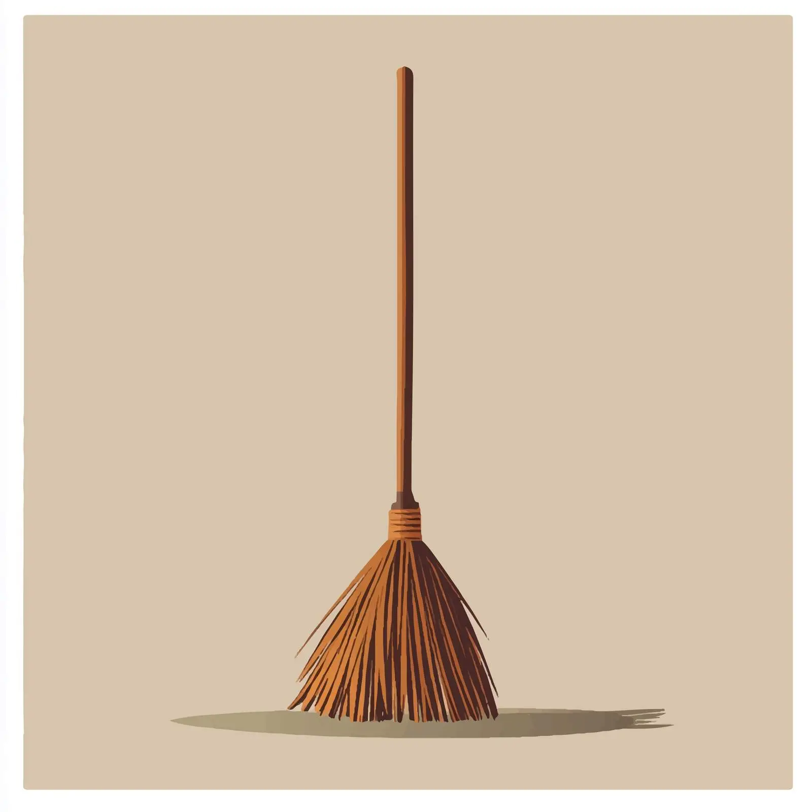 Flat Vector Illustration of a Brown Broom — free download from Dotvec
