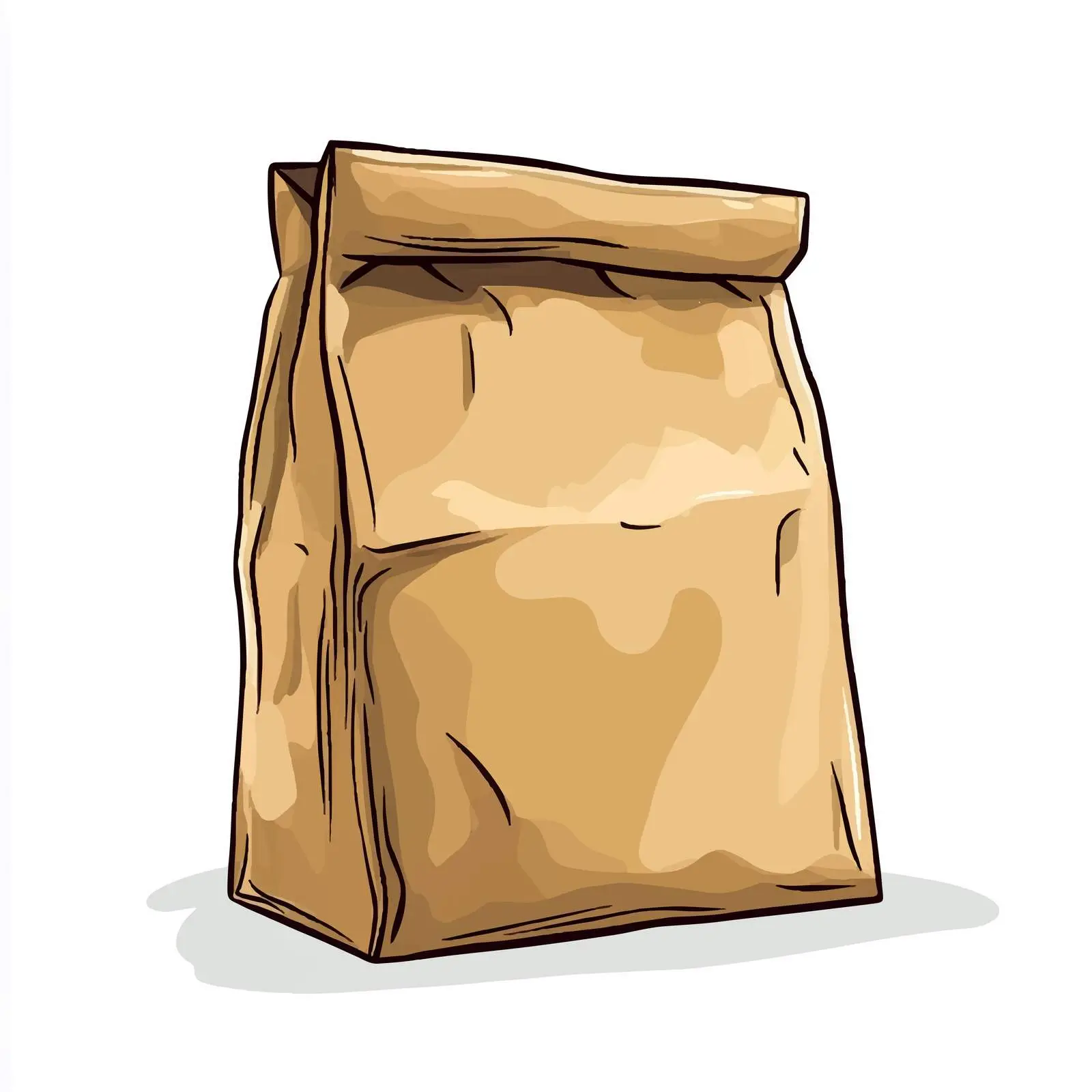 Hand-Drawn Cartoon Brown Paper Bag — free download from Dotvec