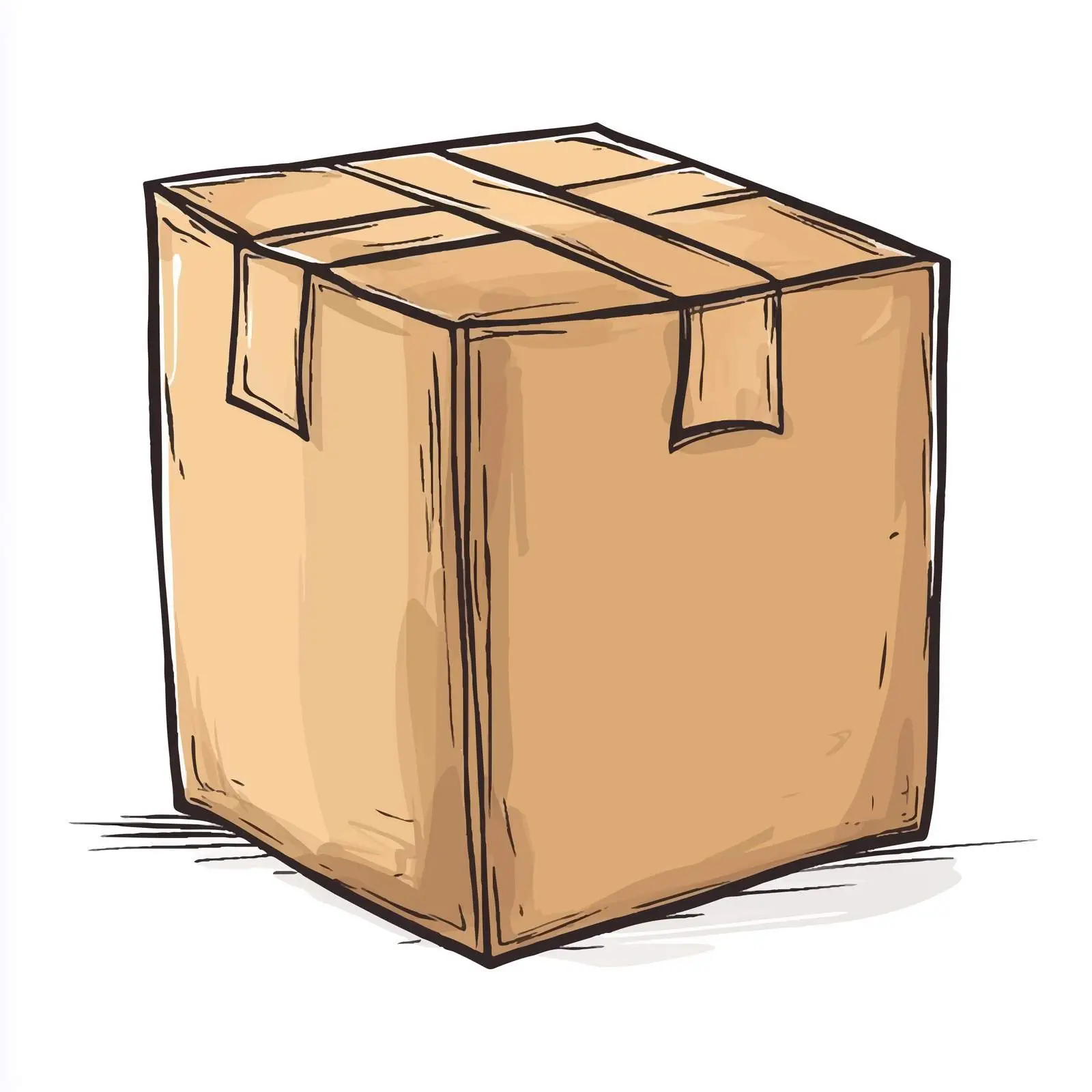 Hand-Drawn Brown Paper Box Vector — free download from Dotvec