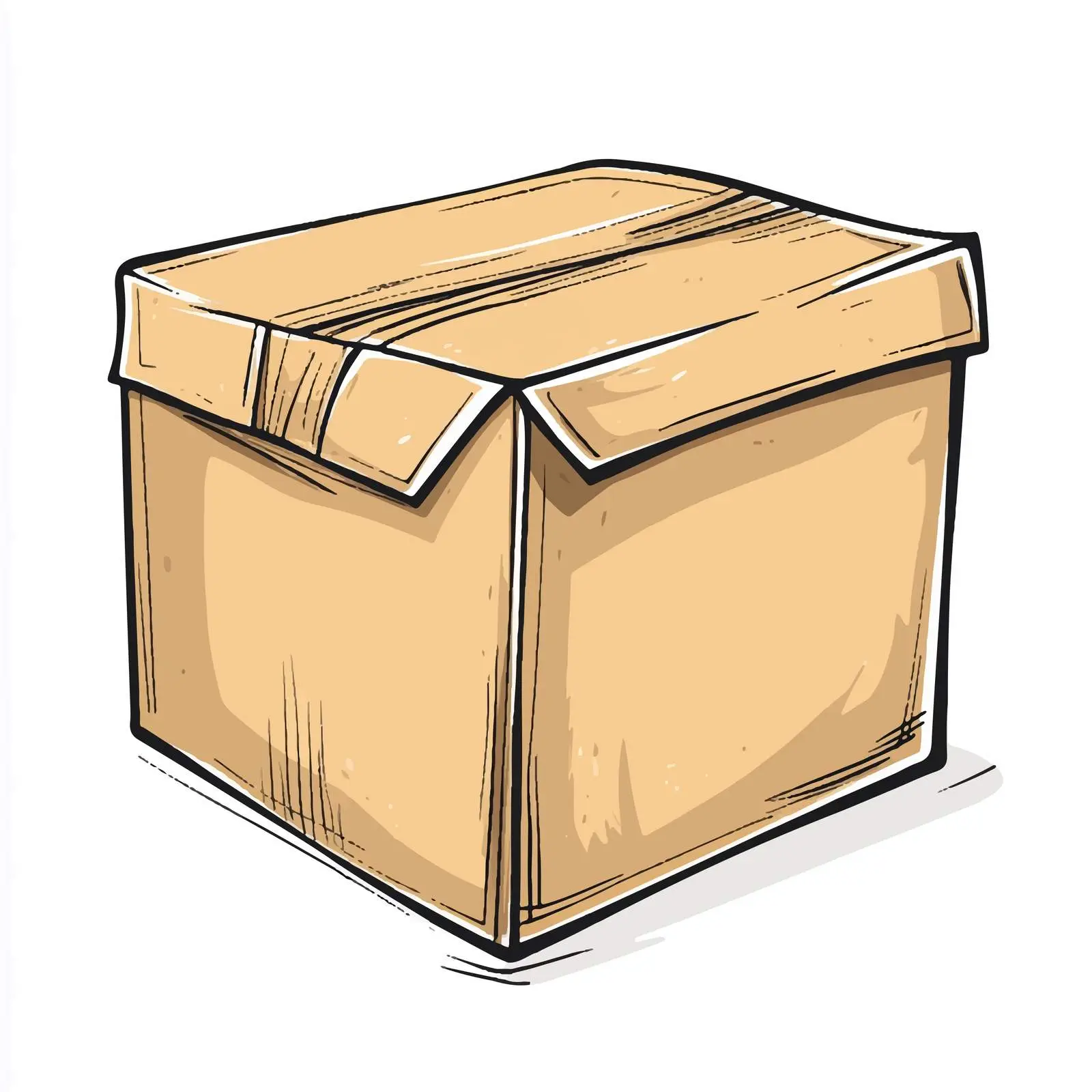 Hand-Drawn Cartoon Brown Paper Box — free download from Dotvec