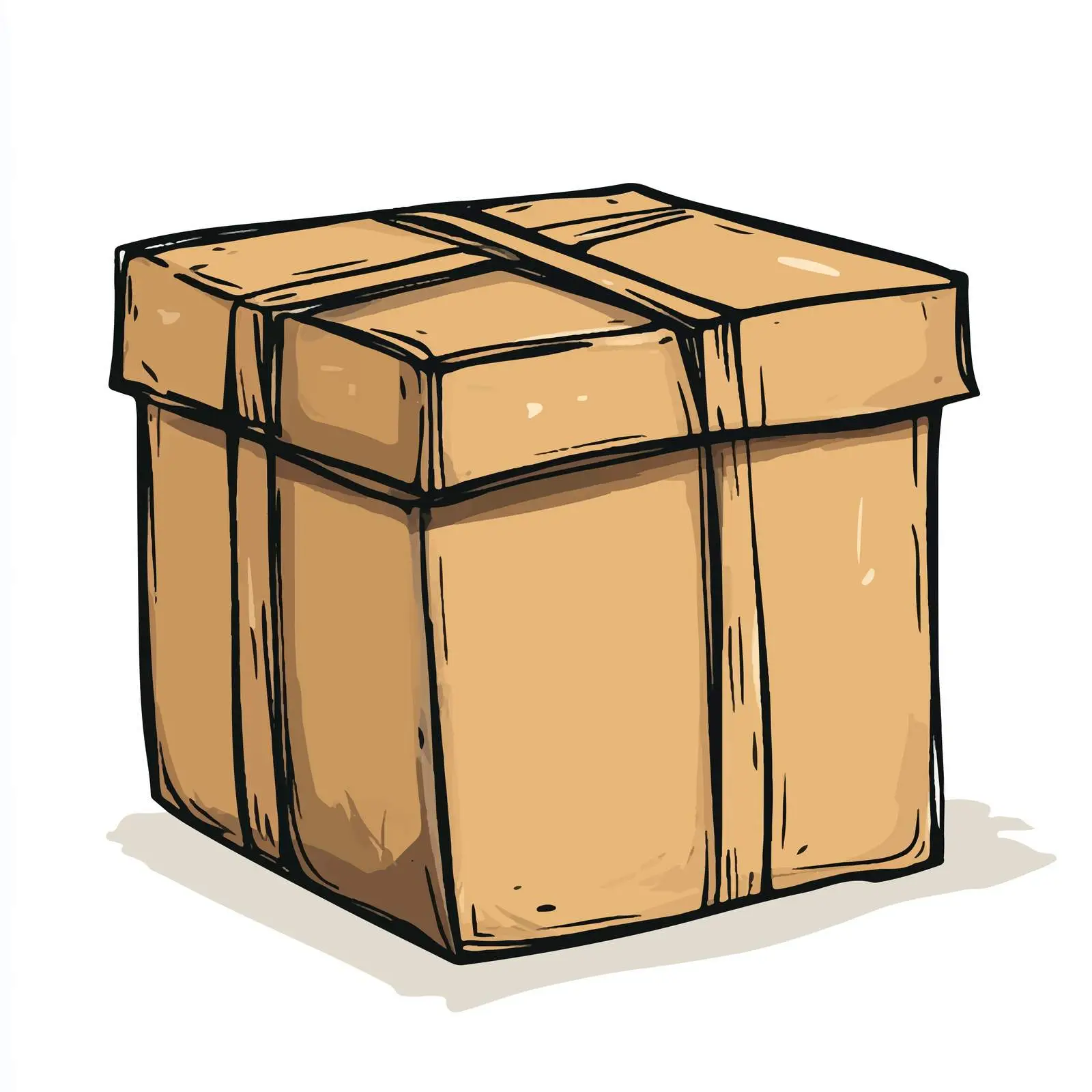 Hand-Drawn Brown Paper Box Vector — free download from Dotvec