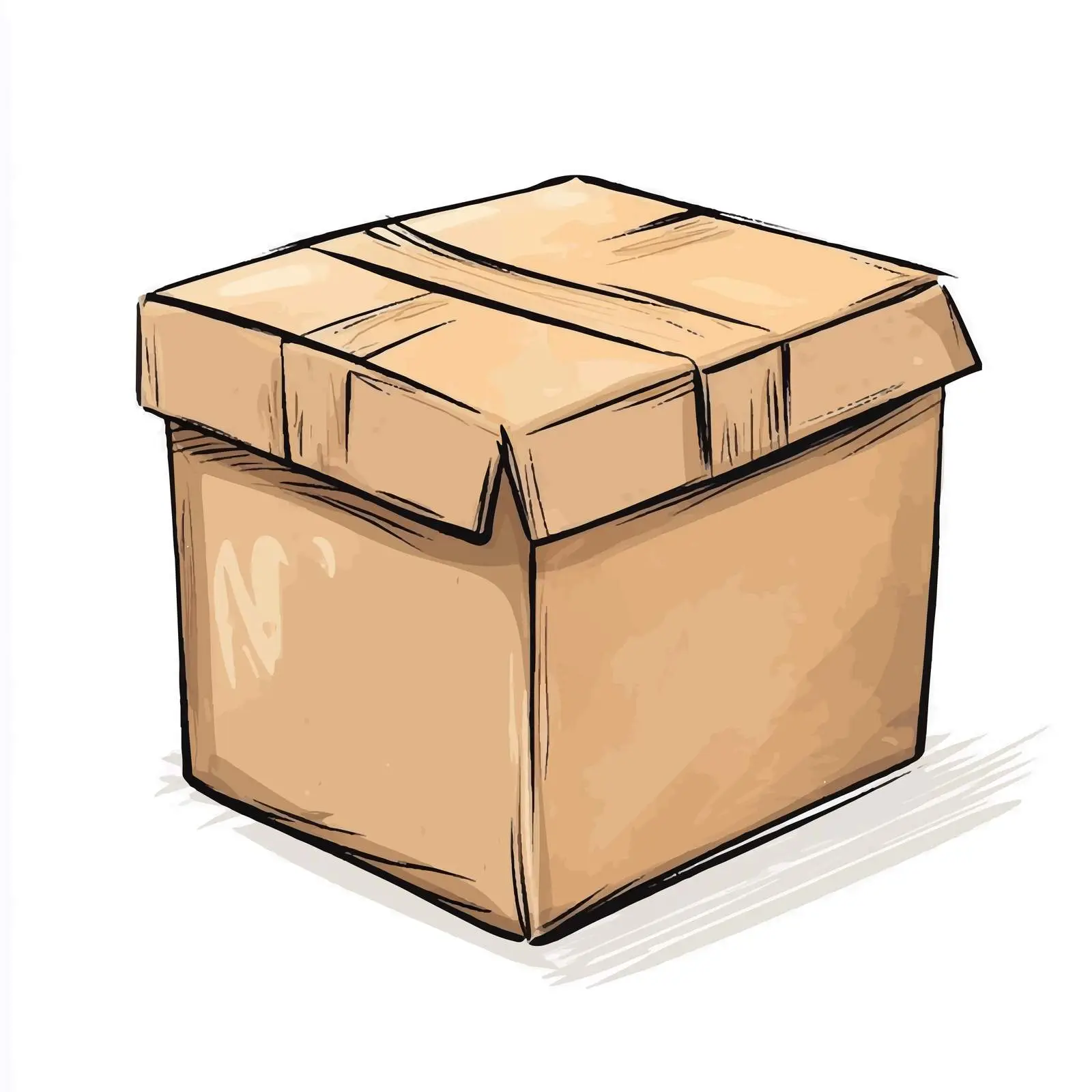 Hand-Drawn Brown Paper Box Vector — free download from Dotvec