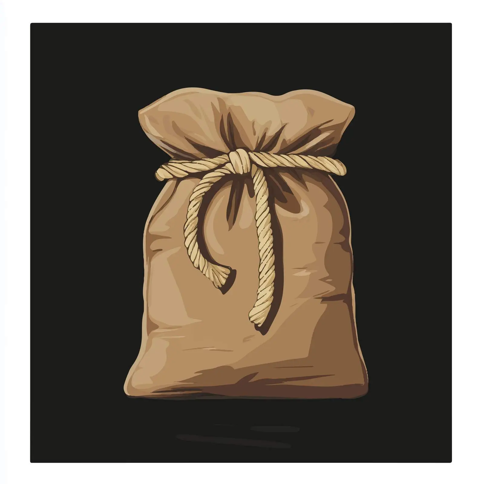 Closed Brown Sack with Rope Vector — free download from Dotvec