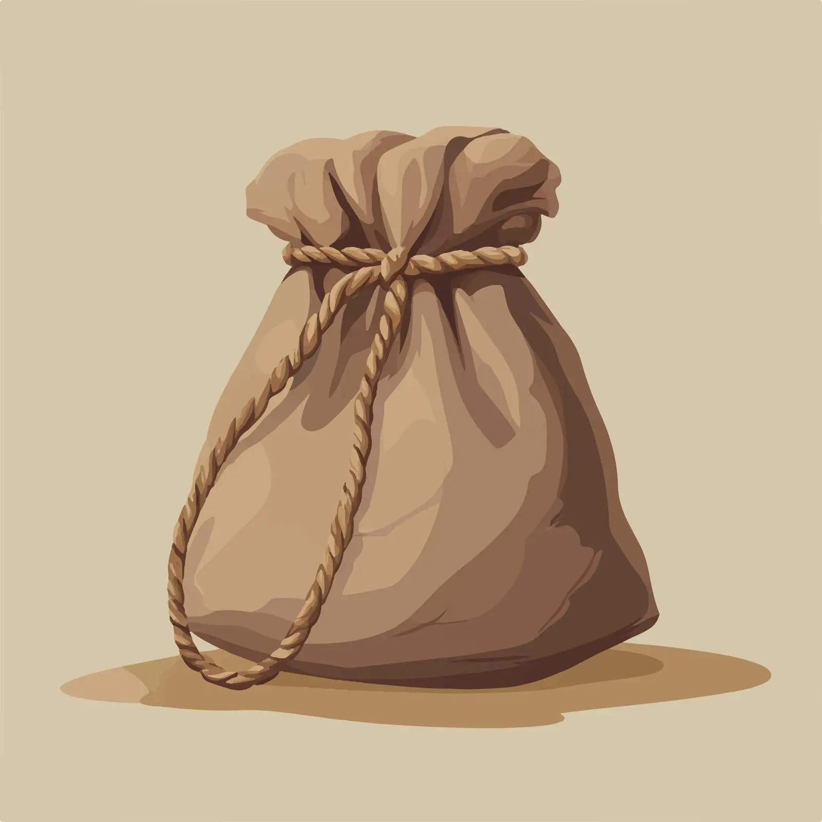 Closed Brown Sack with Rope Illustration — free download from Dotvec