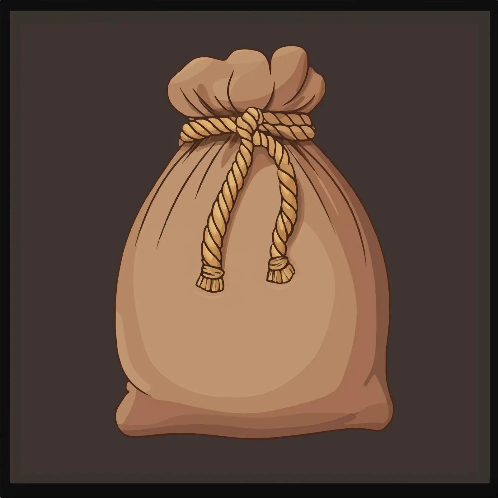 Brown Closed Sack with Rope Vector — free download from Dotvec