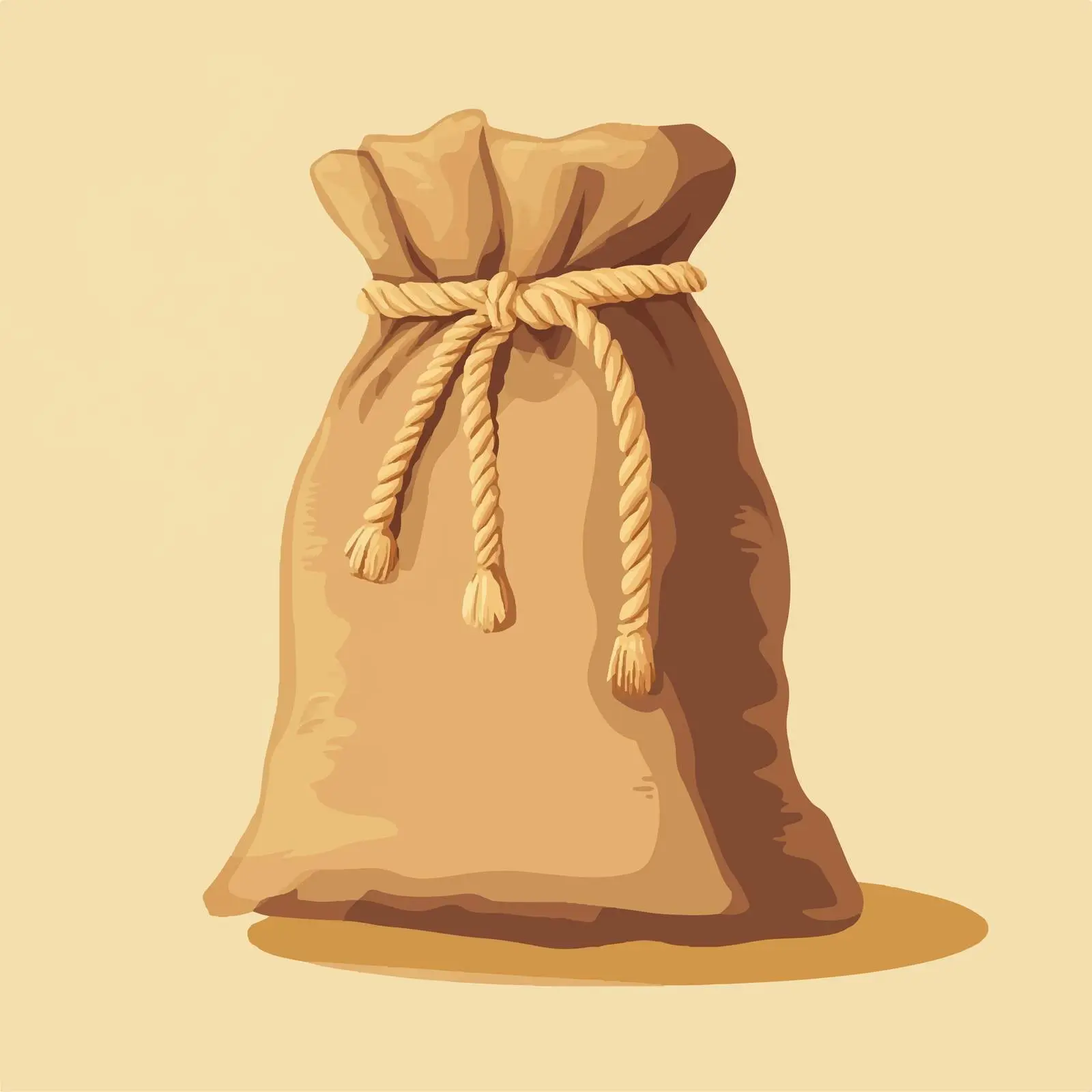 Flat Vector Brown Sack with Rope — free download from Dotvec
