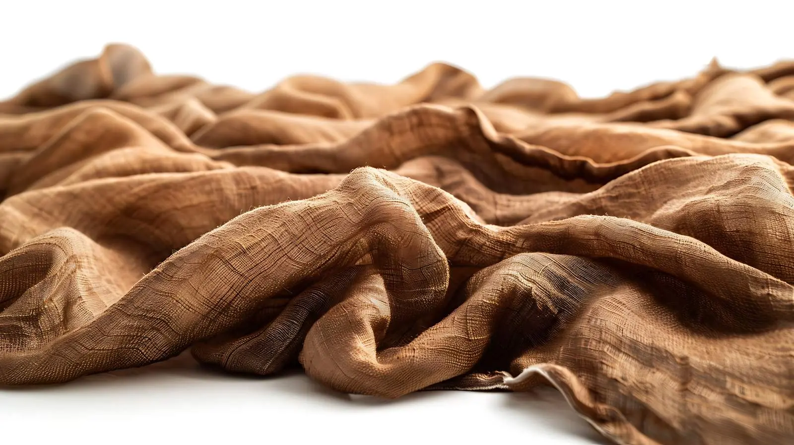 Crumpled Brown Silk Linen Blanket Texture Closeup – free bedding image from Dotvec