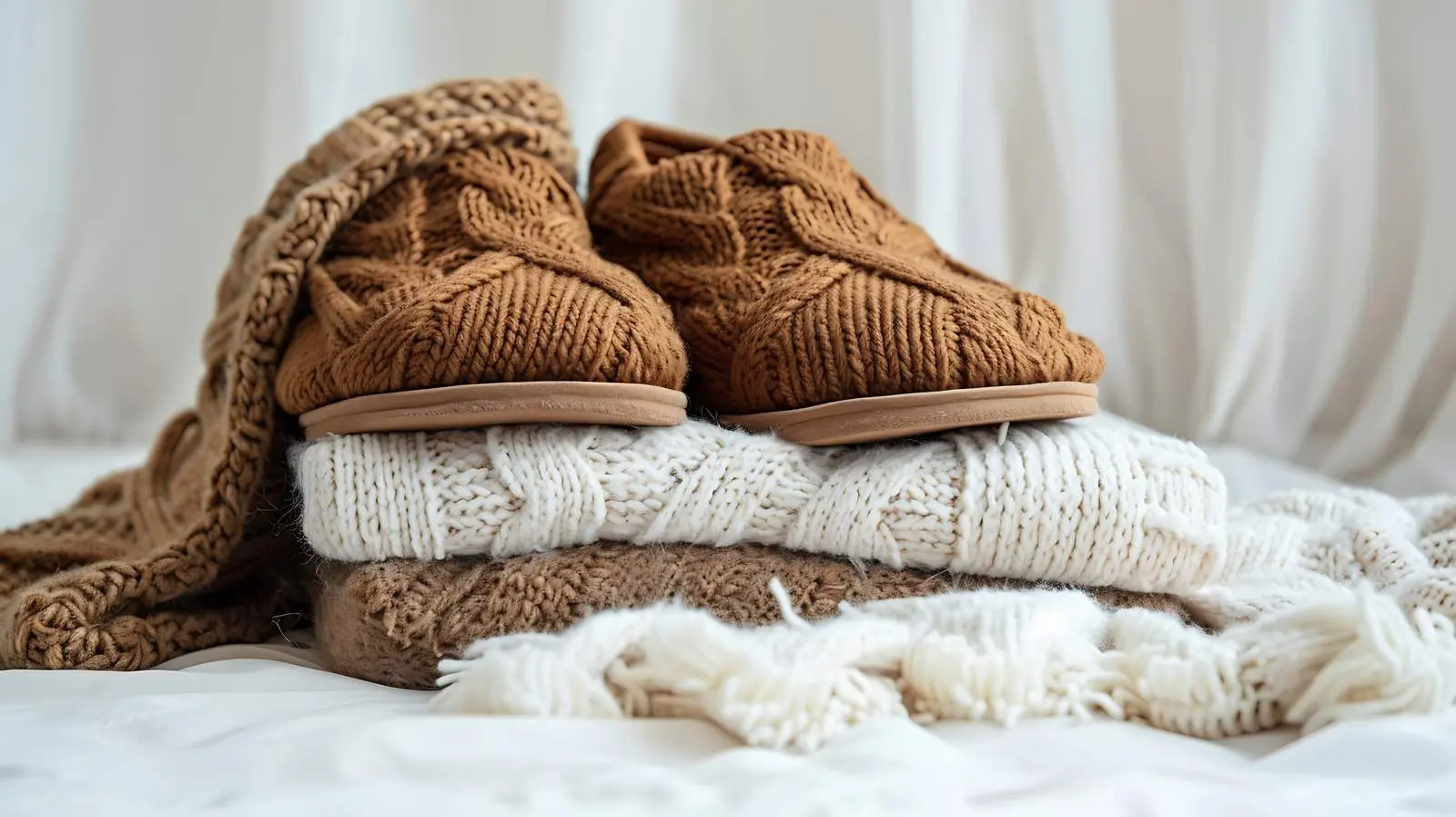 Cozy Brown Slippers and Wool Pullovers – free aid image from Dotvec