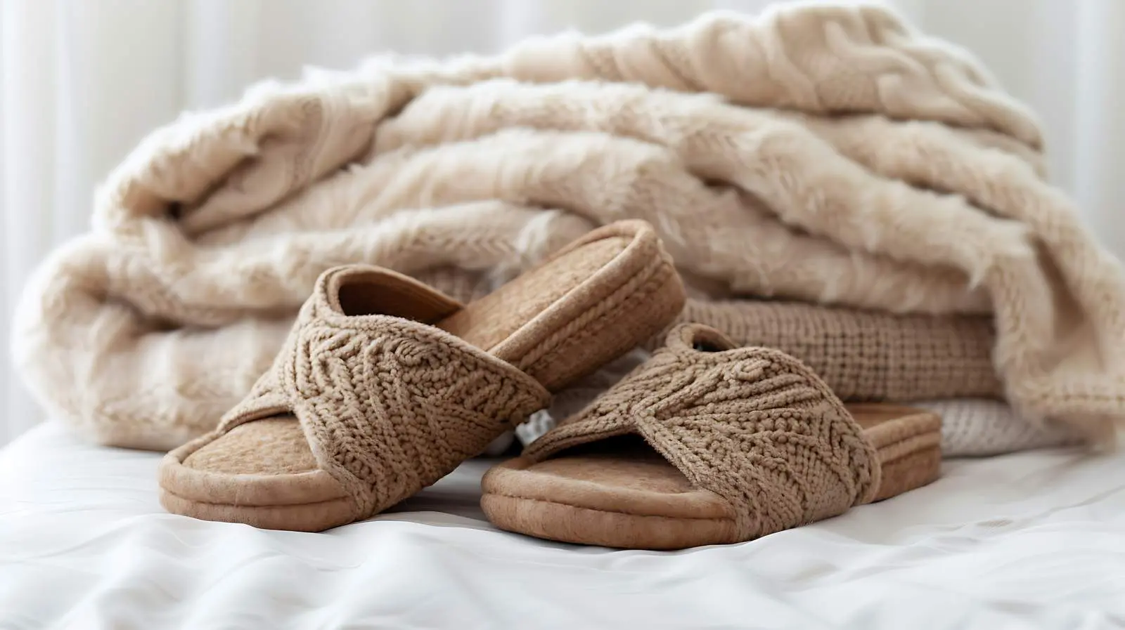 Cozy Brown Slippers with Warm Wool Pullovers — free download from Dotvec