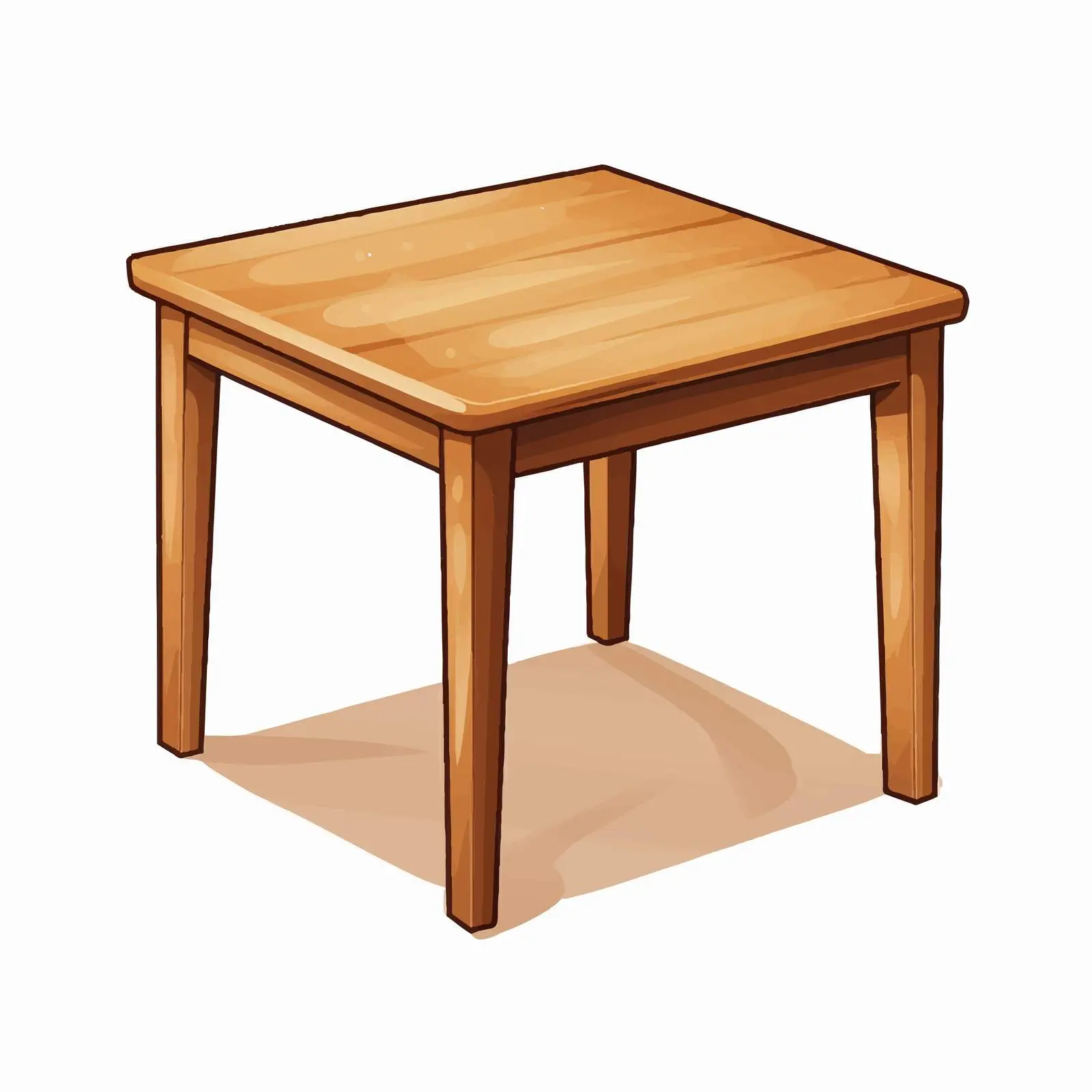 Brown Table Vector Illustration on White Background – free cartoon table image from Dotvec