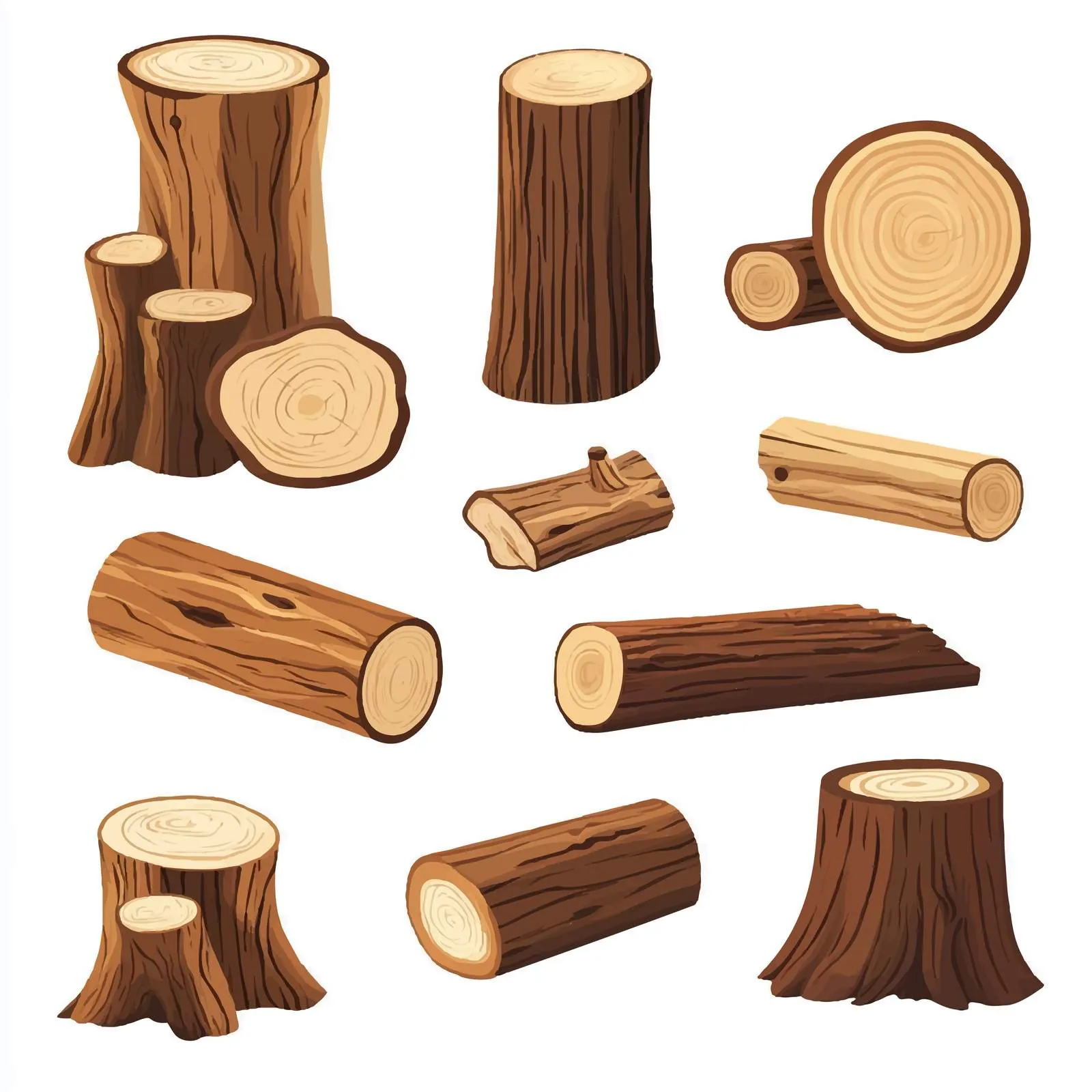 Flat Vector Illustration of Brown Tree Trunks — free download from Dotvec
