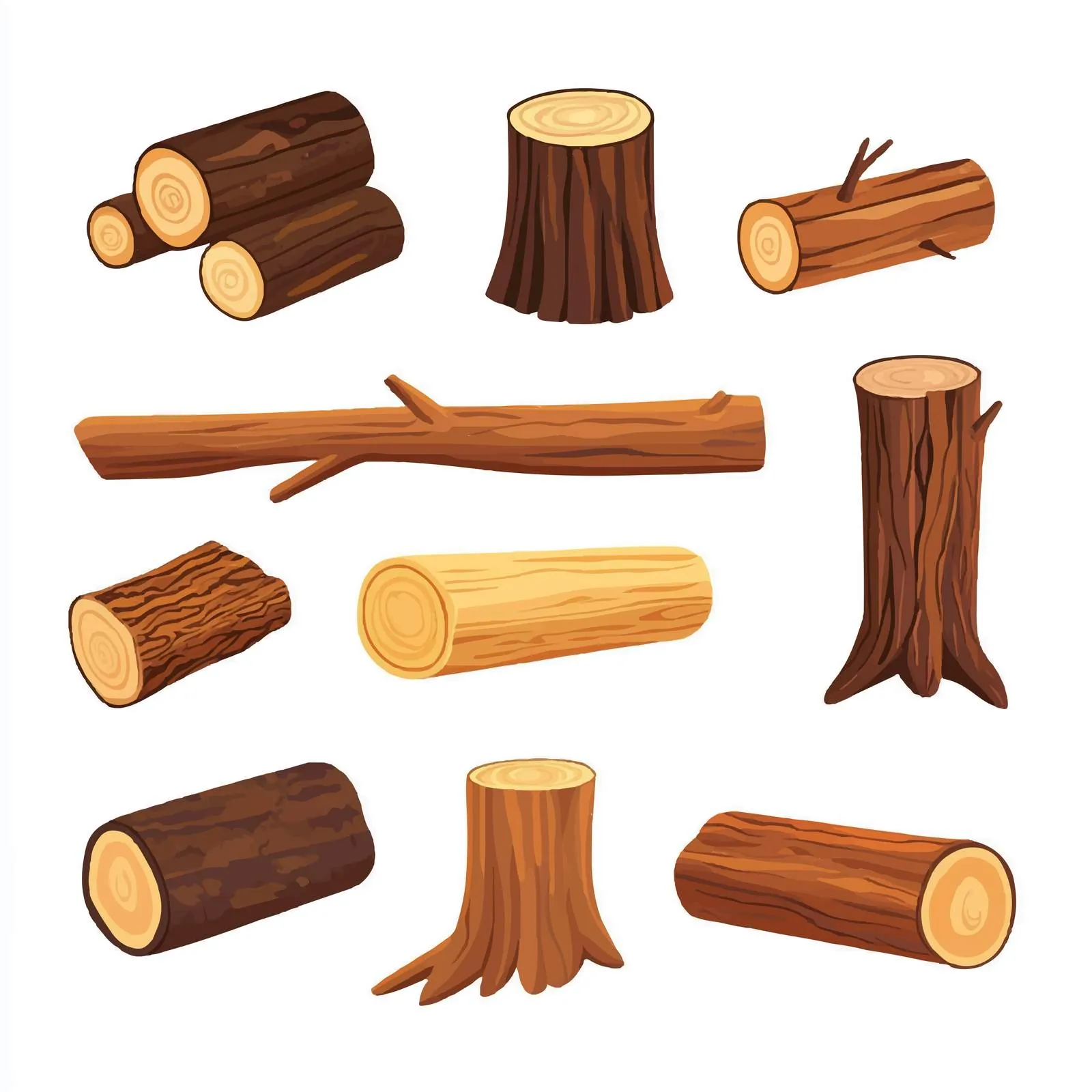 Flat Vector Illustration of Brown Tree Trunks — free download from Dotvec
