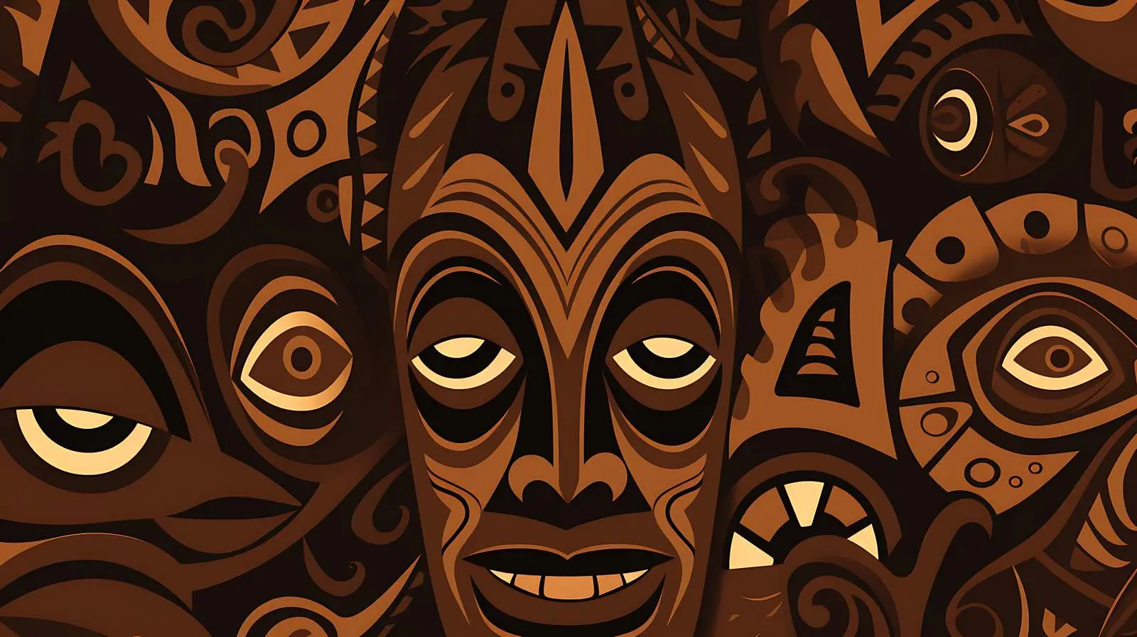 Tribal Masks Geometric Seamless Pattern — free download from Dotvec