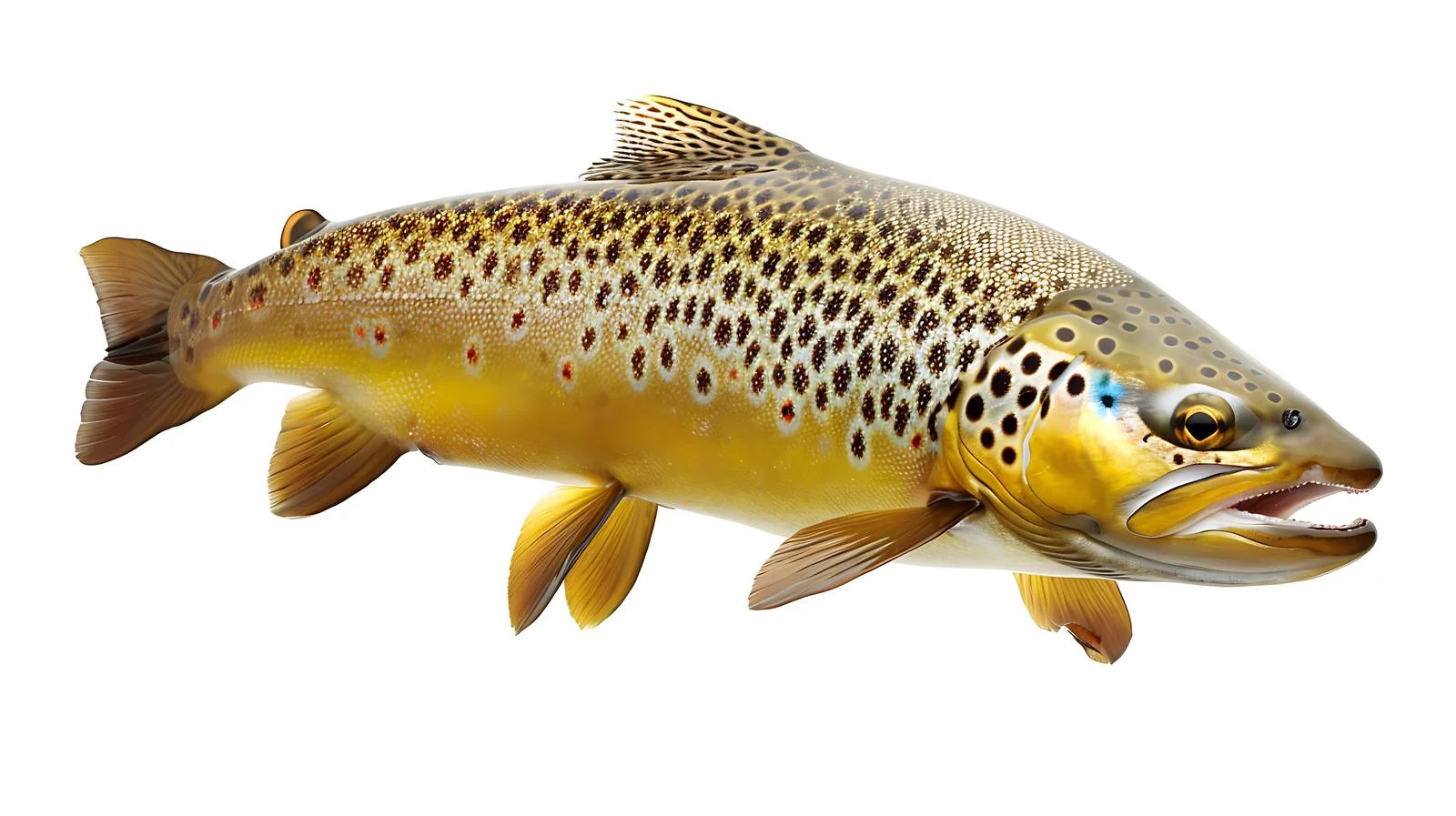 Brown Trout on White Background Close-up — free download from Dotvec