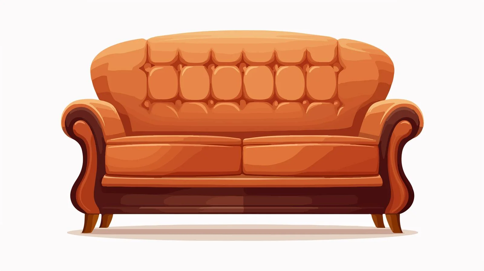 Elegant Brown Sofa Cartoon Illustration — free download from Dotvec