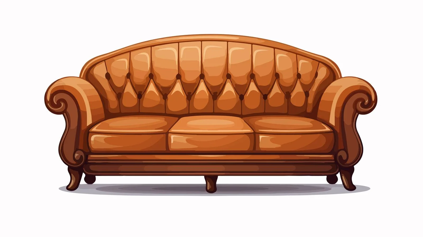 Elegant Brown Sofa Cartoon Illustration — free download from Dotvec