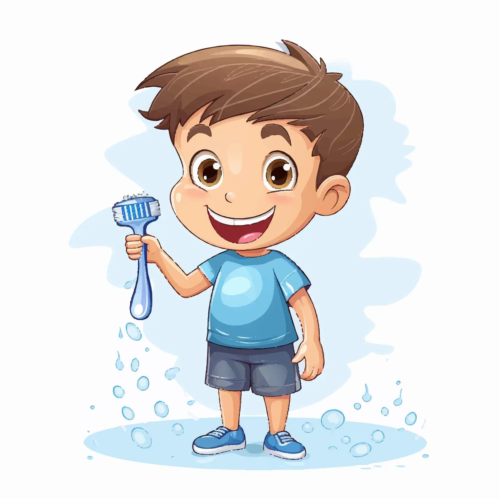 Cartoon Vector Illustration of Brushing Teeth — free download from Dotvec