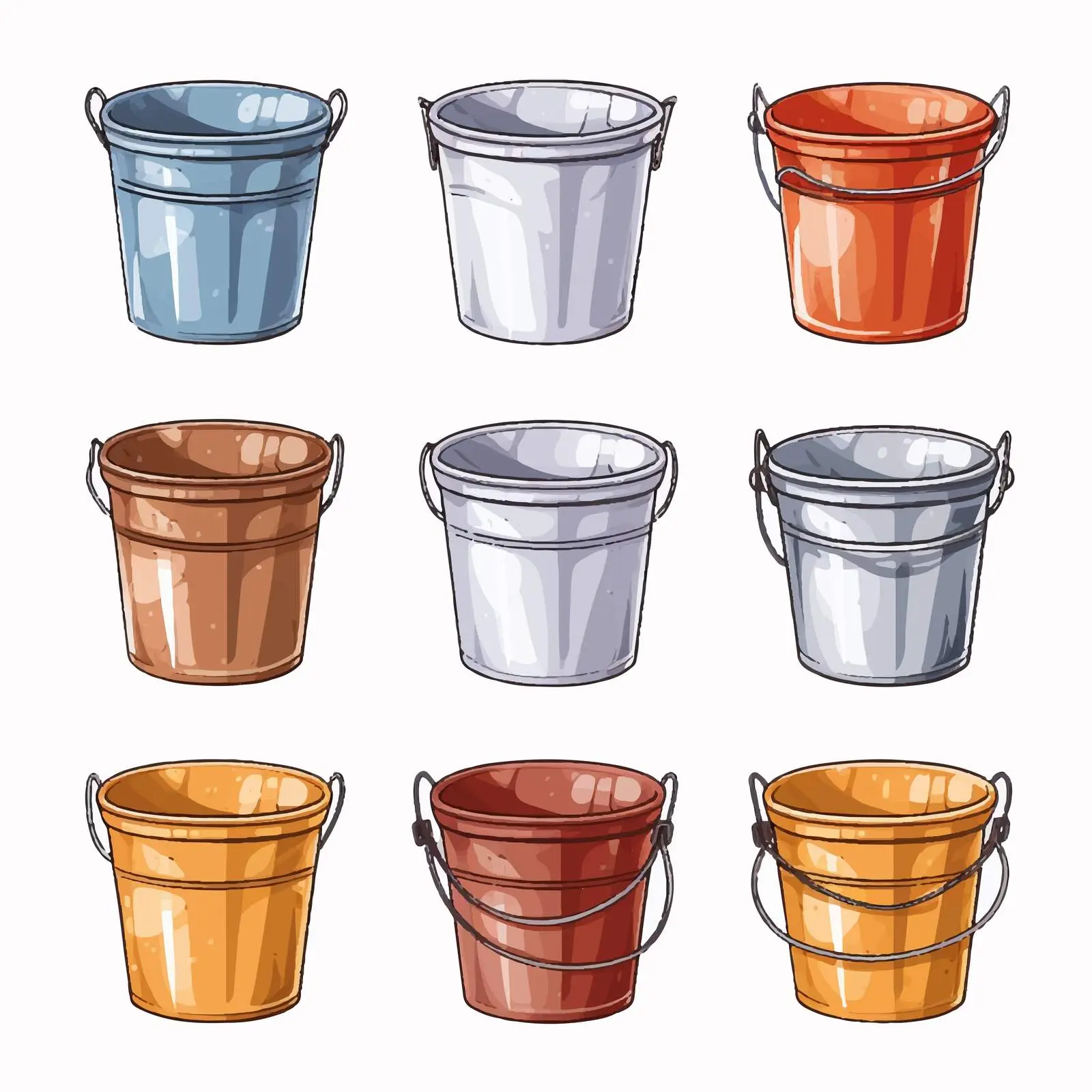 Line Art Bucket Illustration on White Background – free outline drawing image from Dotvec