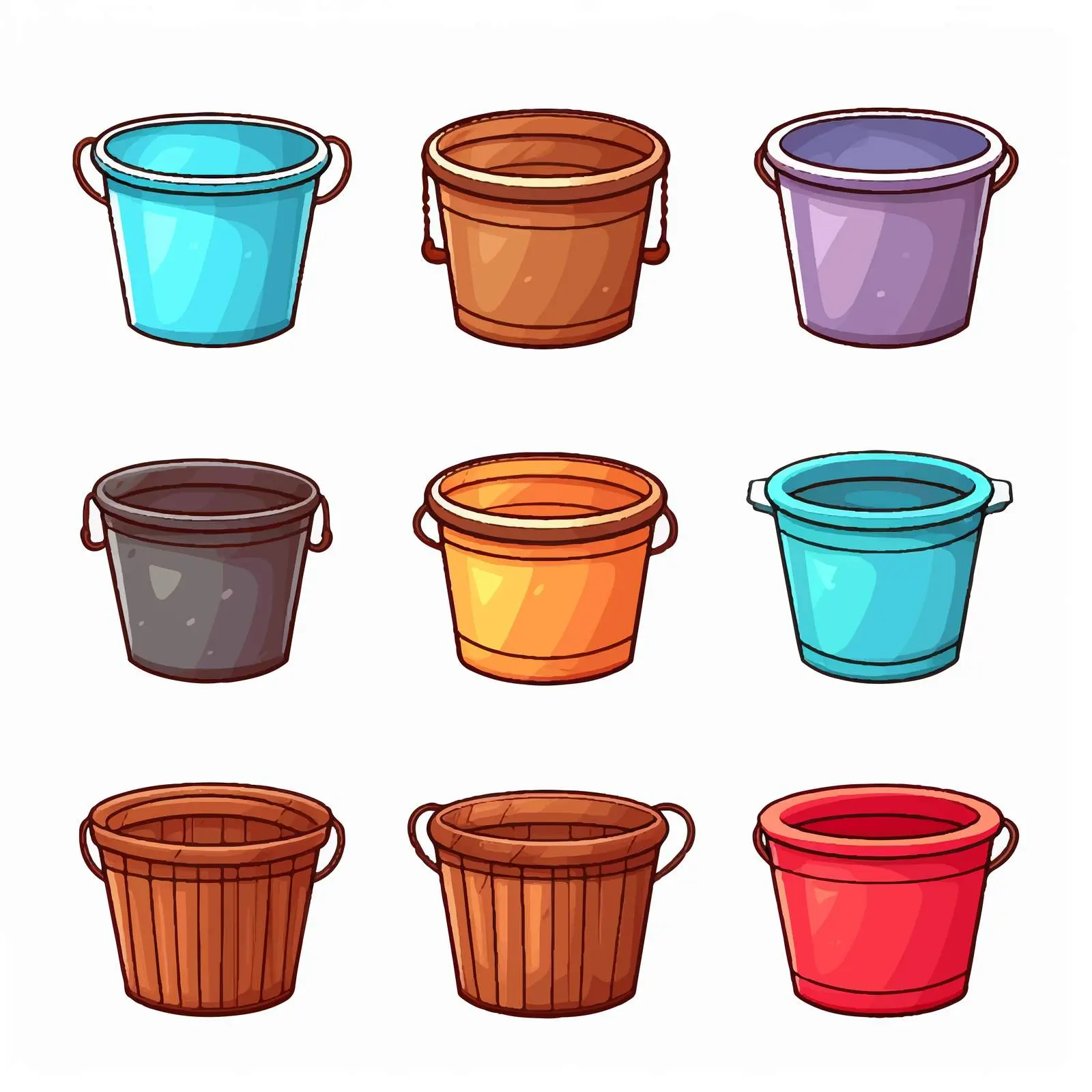 Colorful Bucket Vector Illustration on White Background — free download from Dotvec