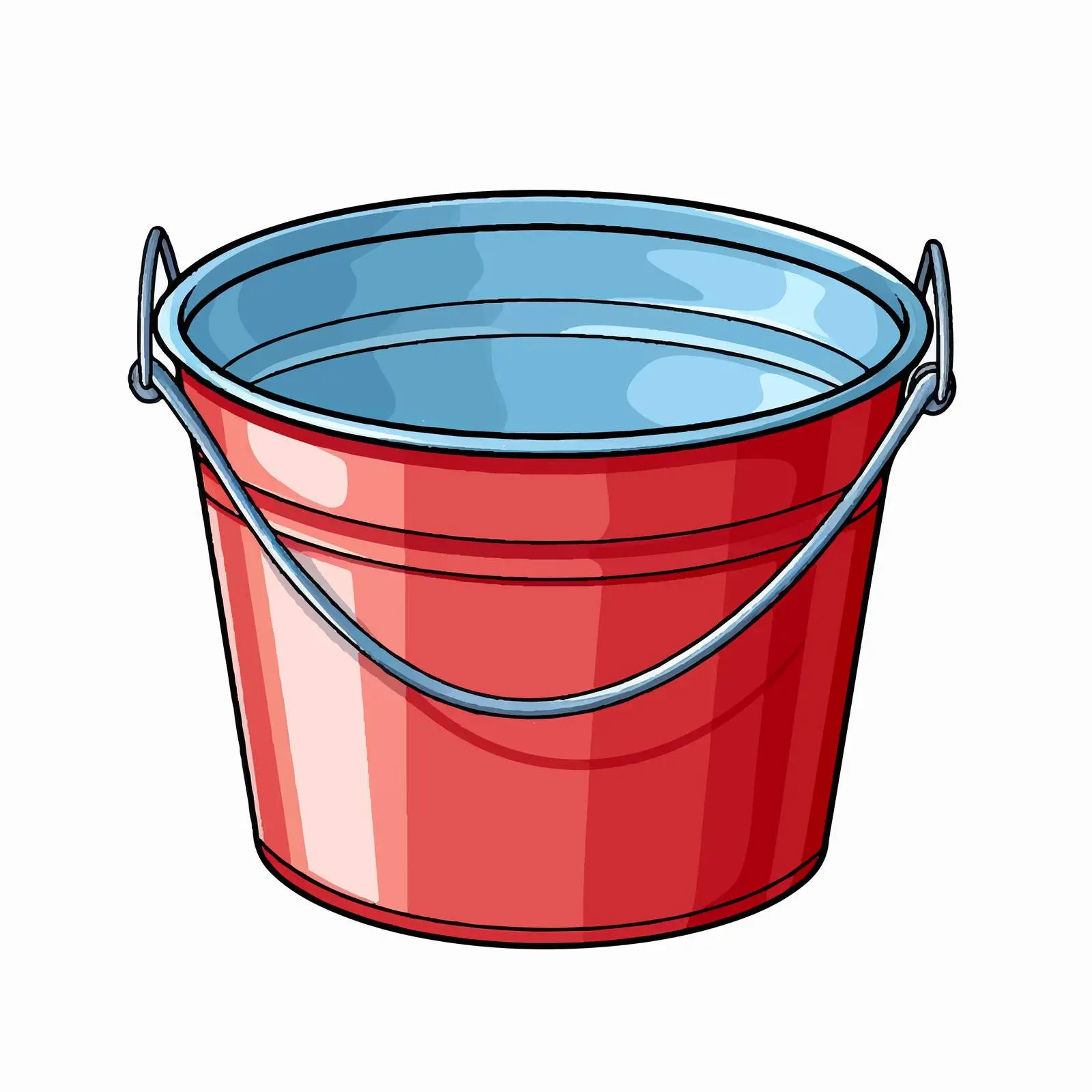 Bucket Line Vector Illustration on White Background – free printable illustration image from Dotvec