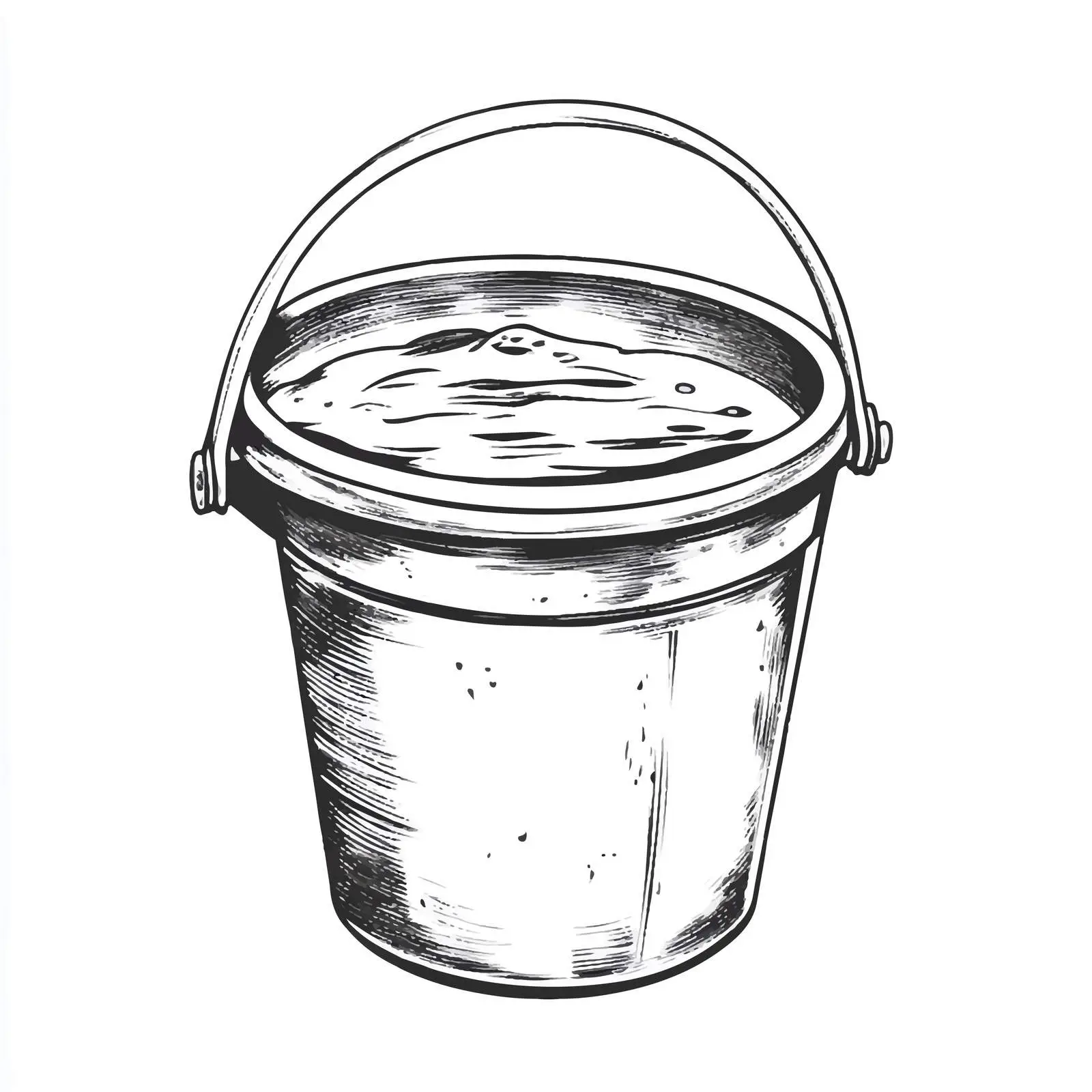 Black and White Water Bucket Illustration — free download from Dotvec