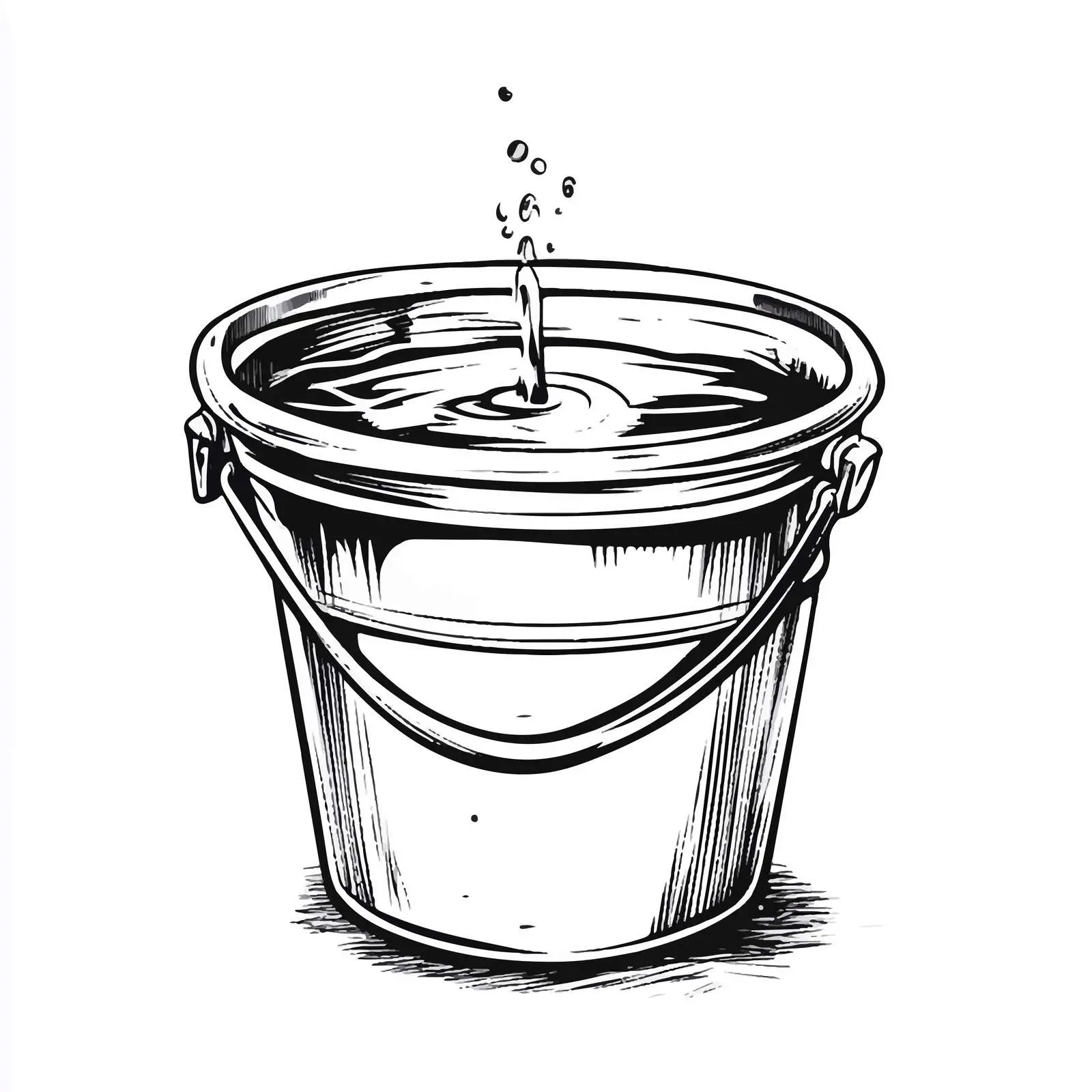 Cartoon Black and White Water Bucket Vector — free download from Dotvec