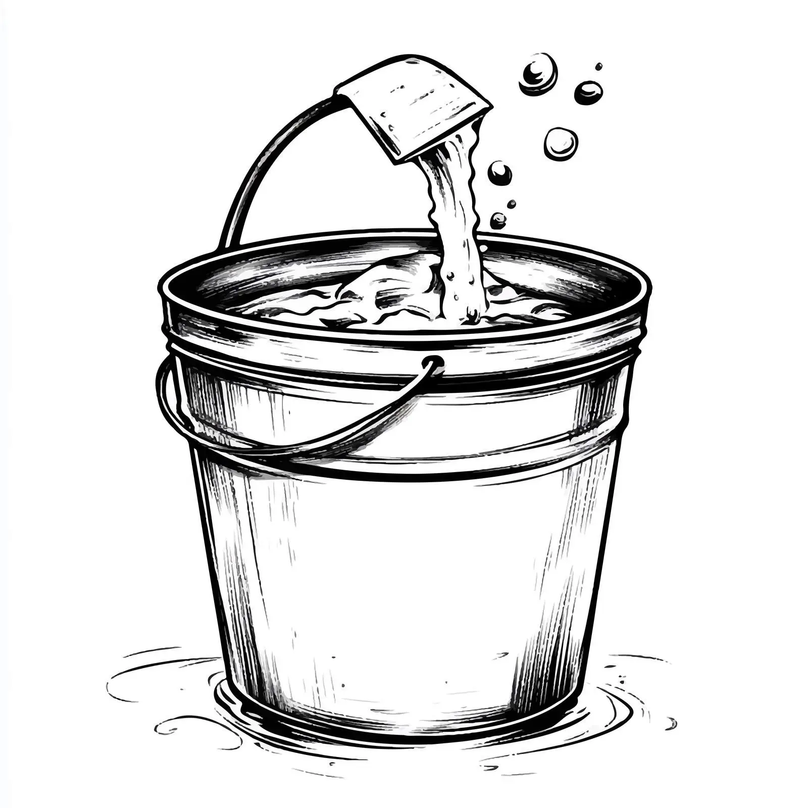 Black and White Water Bucket Vector — free download from Dotvec