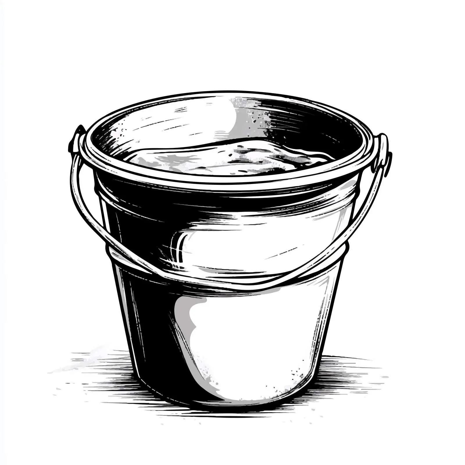 Black and White Water Bucket Illustration — free download from Dotvec