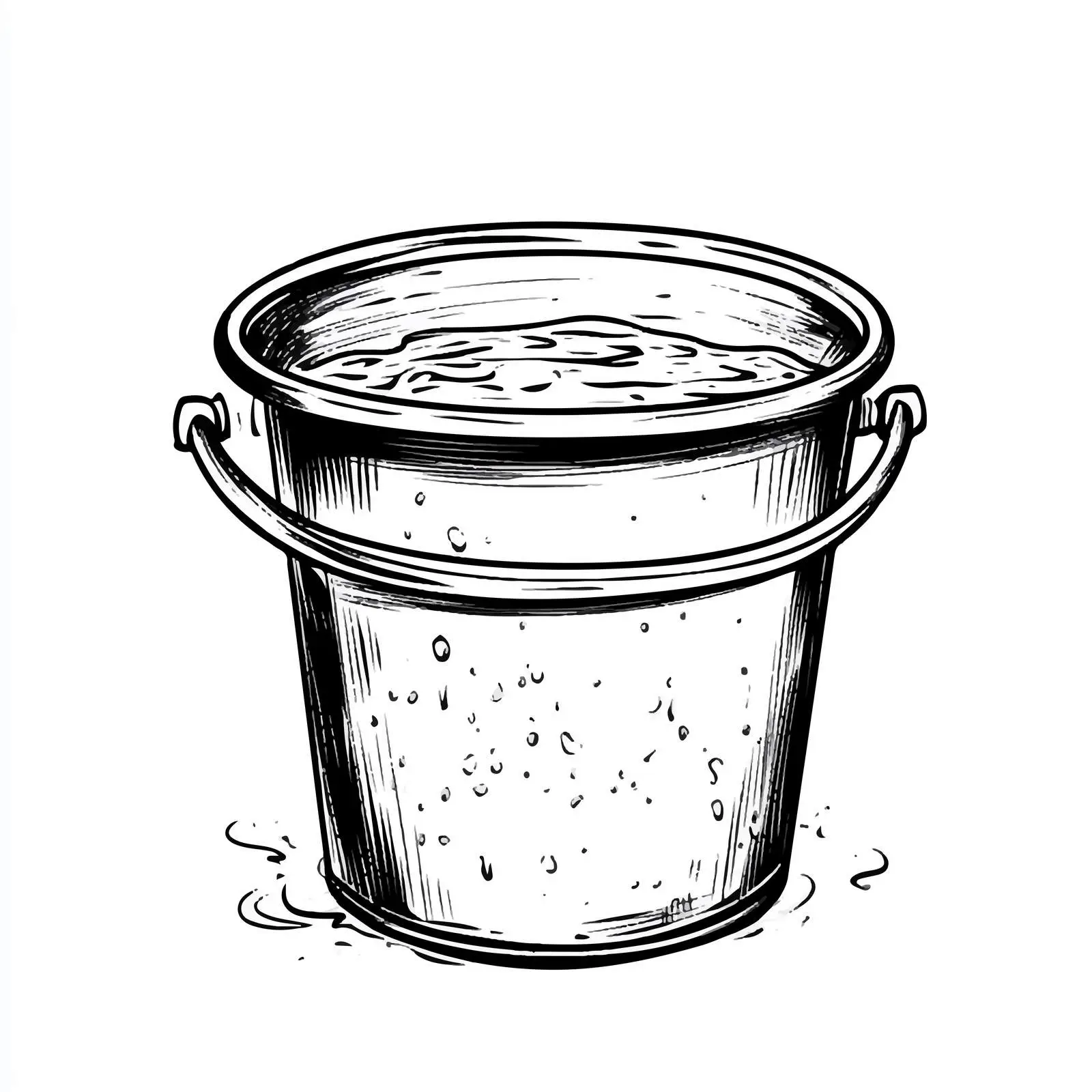 Black and White Water Bucket Illustration — free download from Dotvec
