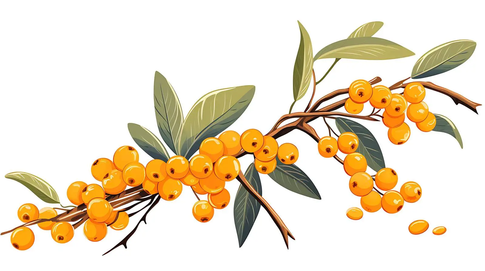 Buckthorn Branch with Berries and Leaves — free download from Dotvec