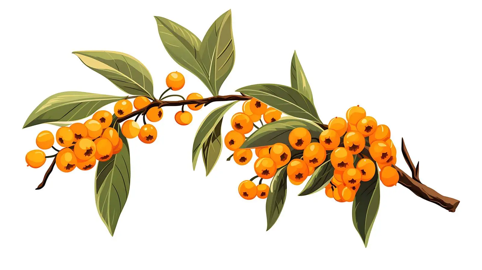 Buckthorn Branch with Berries and Leaves — free download from Dotvec
