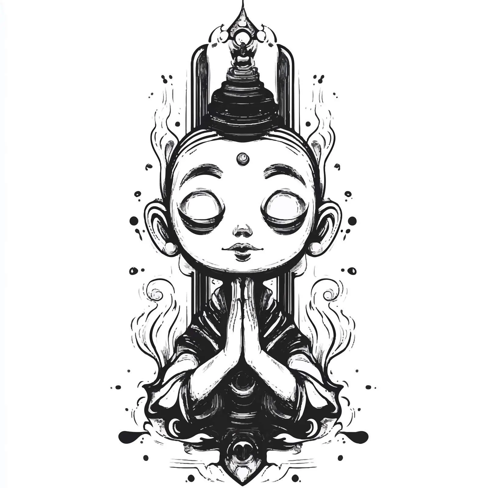 Black and White Buddha Cartoon Vector — free download from Dotvec