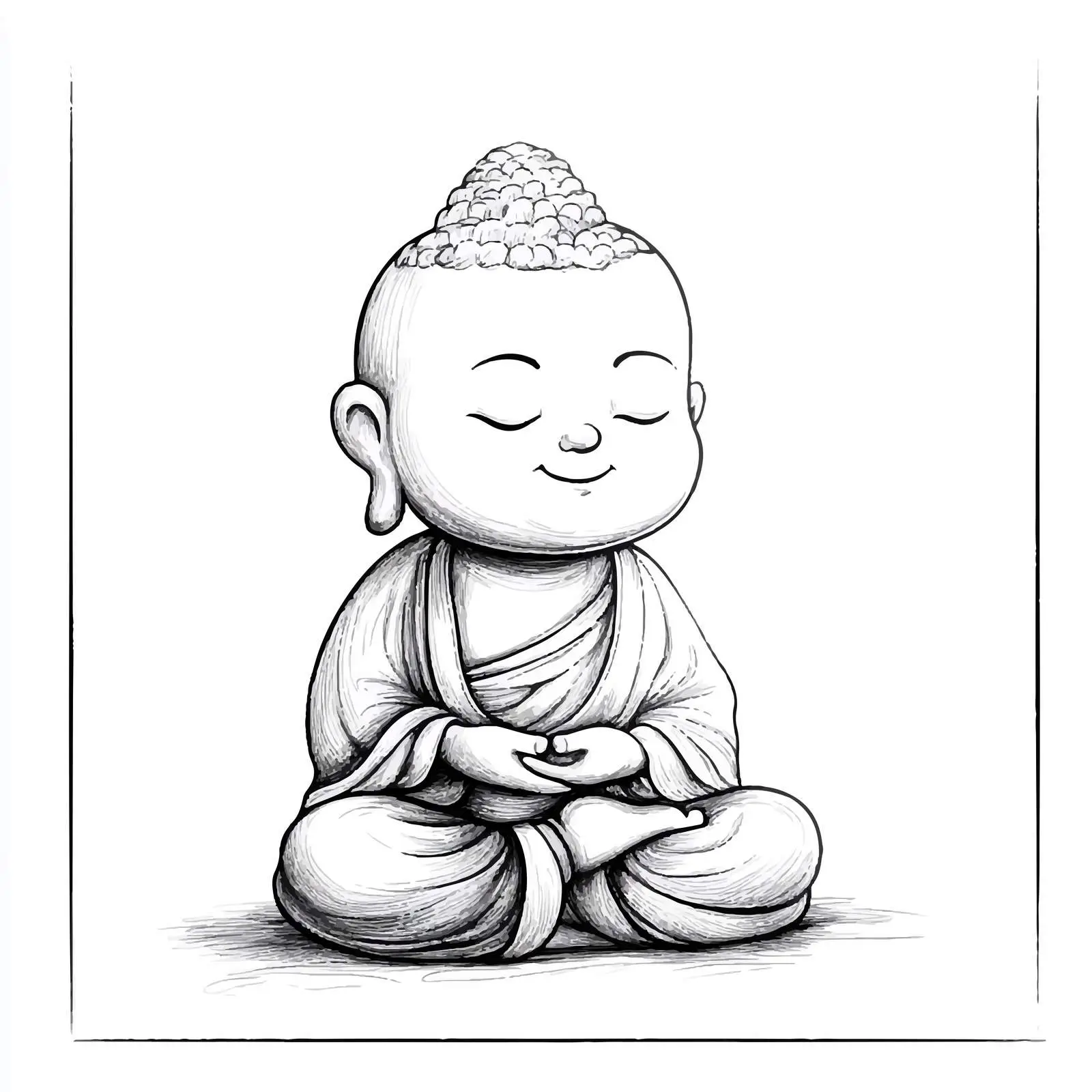Black and White Buddha Cartoon Vector — free download from Dotvec