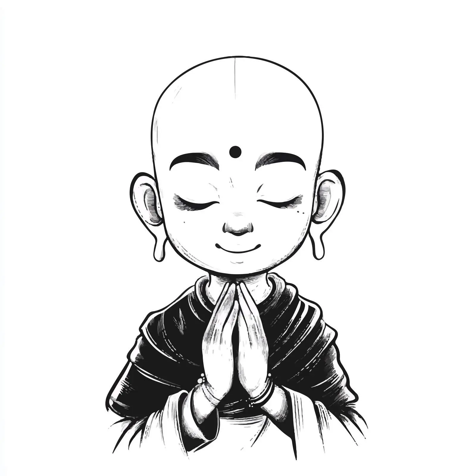 Buddha Cartoon Black and White Illustration — free download from Dotvec