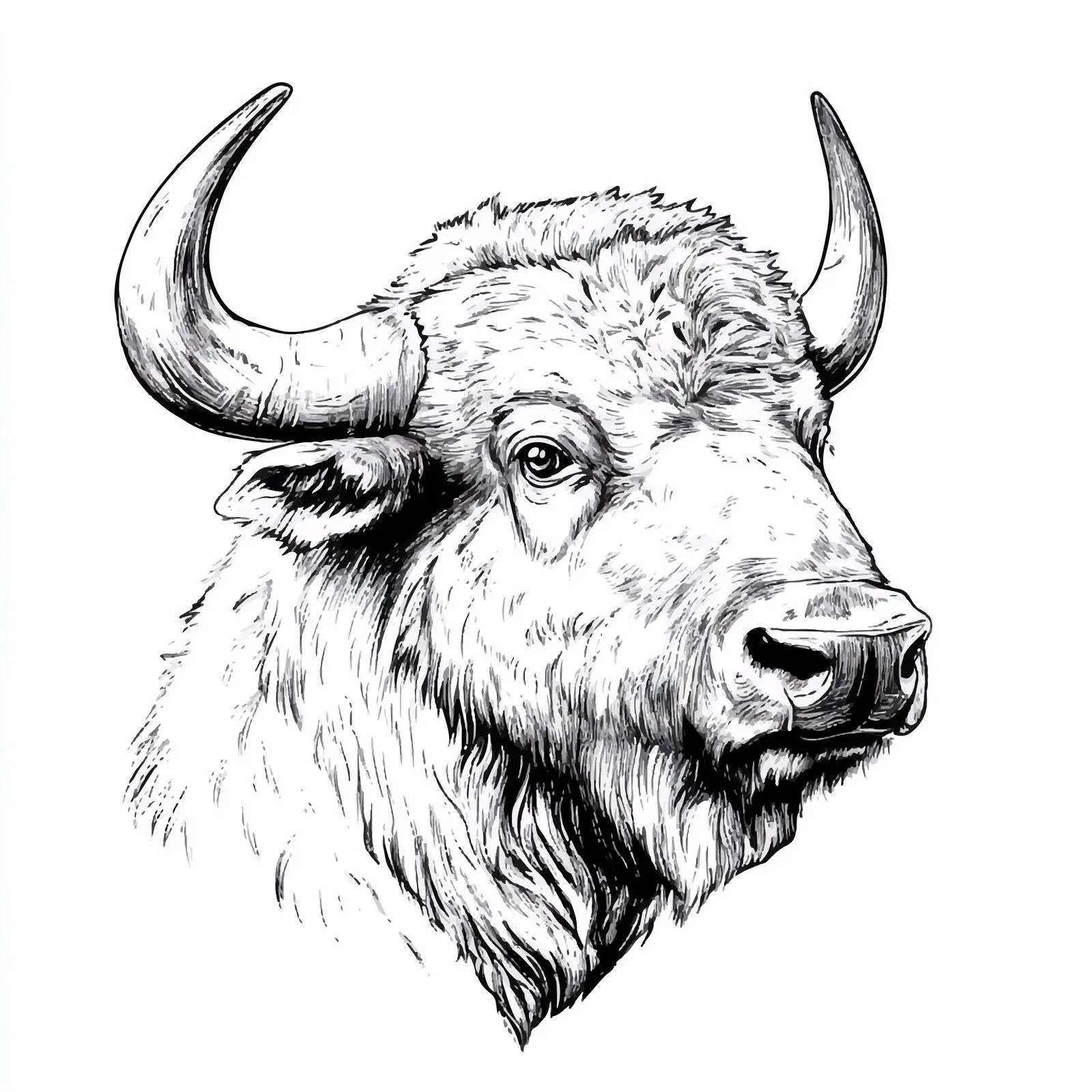 Black and White Buffalo Cartoon Vector — free download from Dotvec