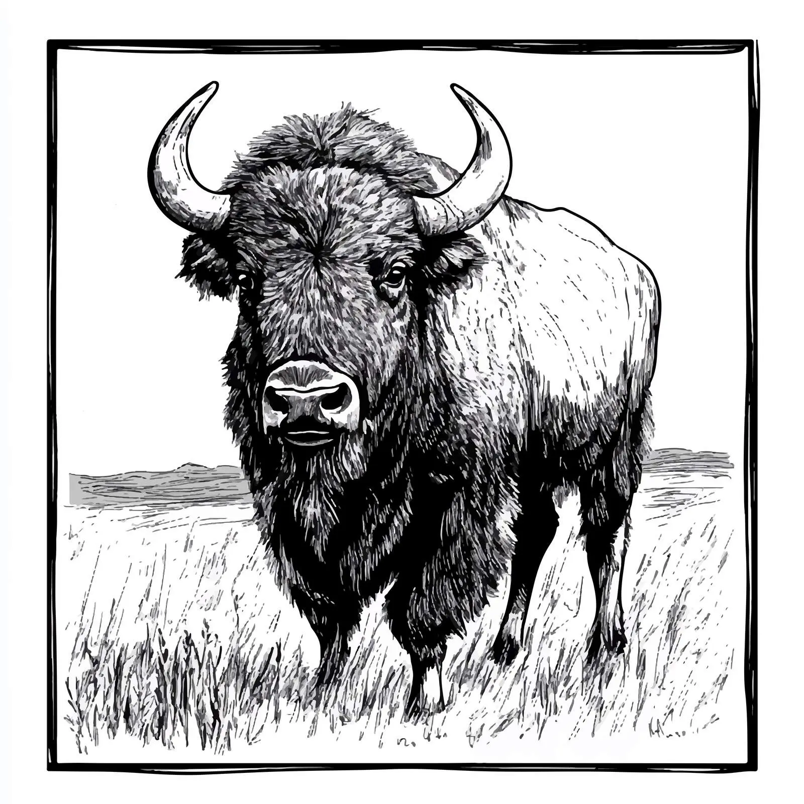 Hand-Drawn Buffalo Cartoon Vector — free download from Dotvec