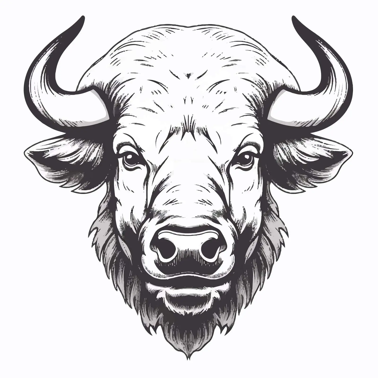 Buffalo Outline Vector Illustration on White Background — free download from Dotvec