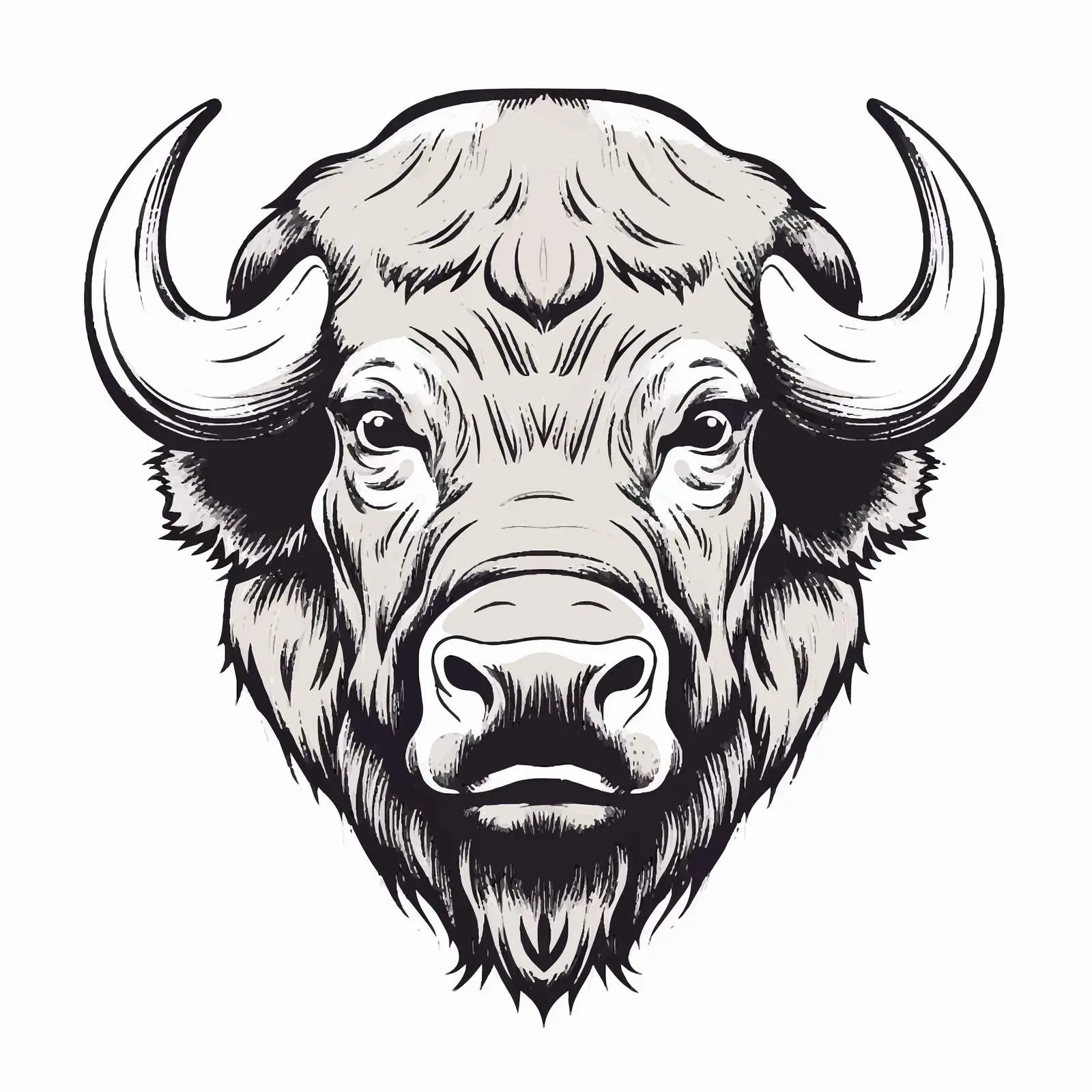 Buffalo Outline Vector Illustration on White Background — free download from Dotvec